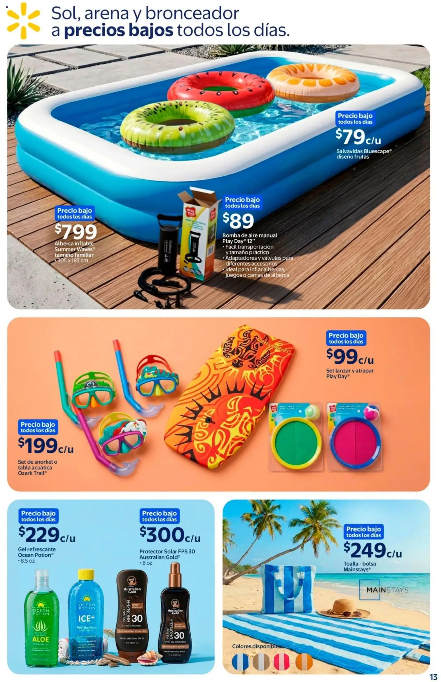 Nuevas ofertas de Walmart válidas en toda la República Mexicana desde el 08.06.2026. ¡Encuentra las mejores ofertas en Walmart folleto Toy Story! | Página: 13 | Productos: Bolsa, Toalla, Bronceador, Protector solar