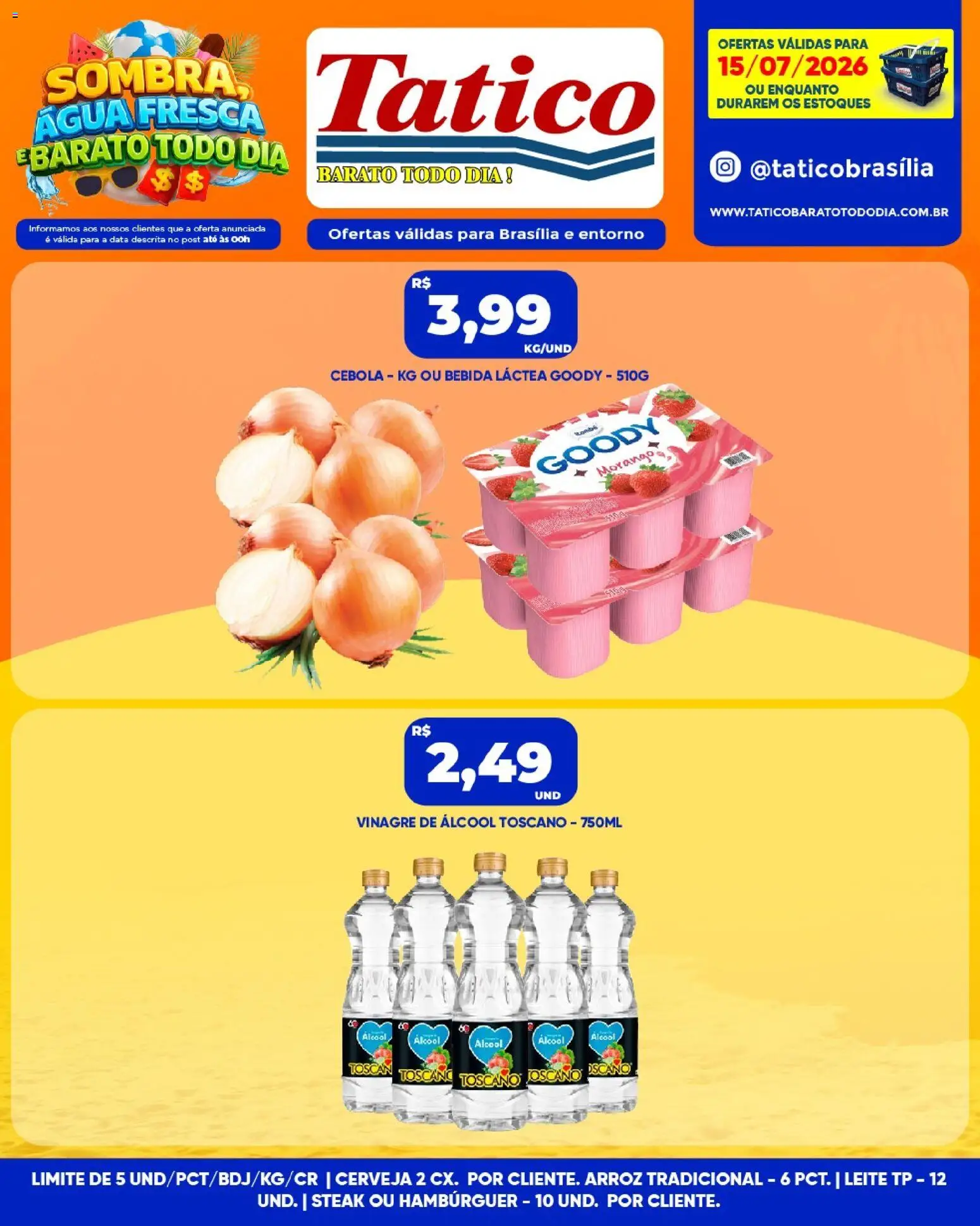 Tatico Folheto - válido de 16/07/2026 | Página: 22 | Produtos: Leite, Arroz, Hambúrguer, Bebida