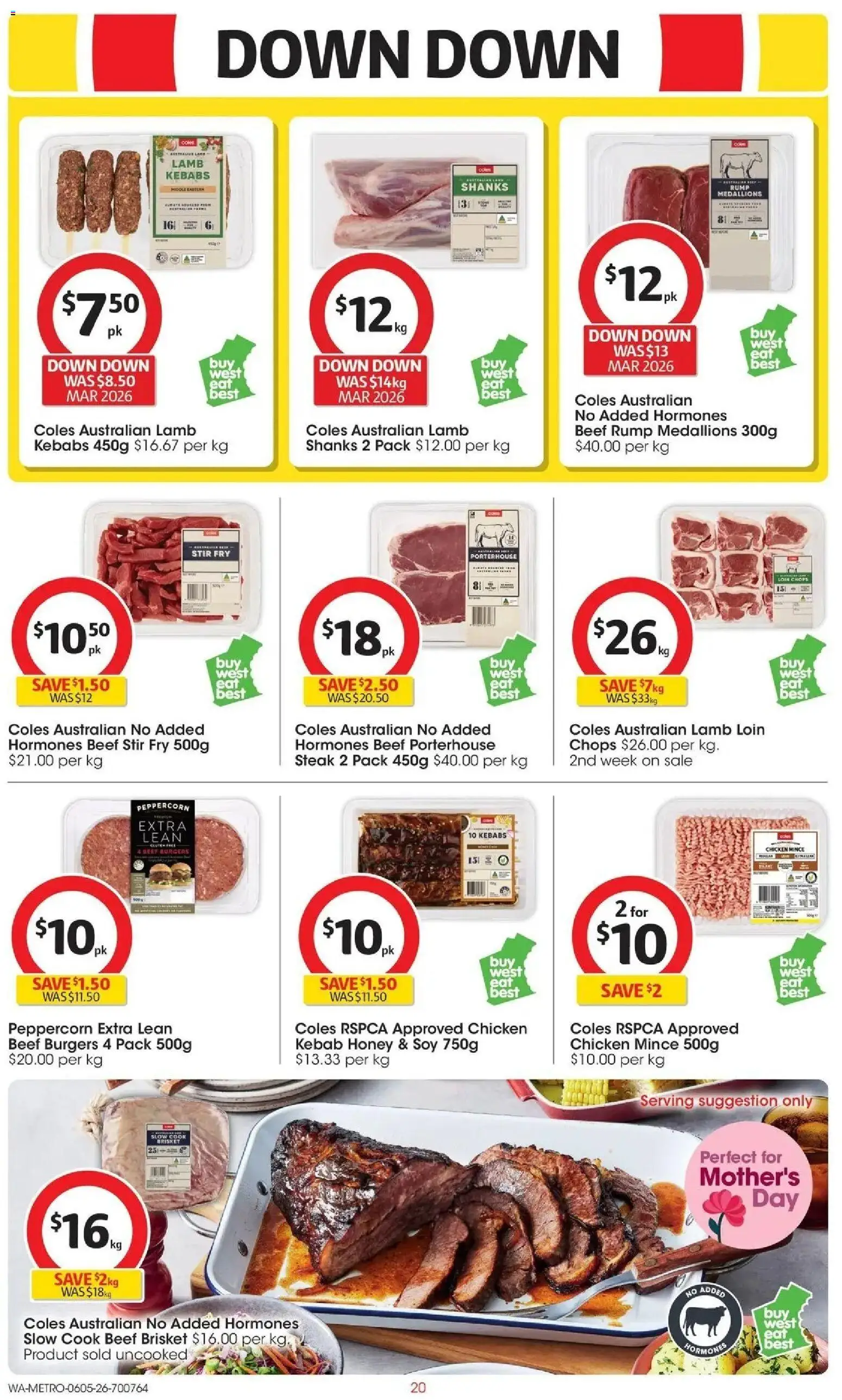 Coles catalogue - valid from 05.05.2026 | Page: 20 | Products: Chicken, Lamb, Beef, Steak