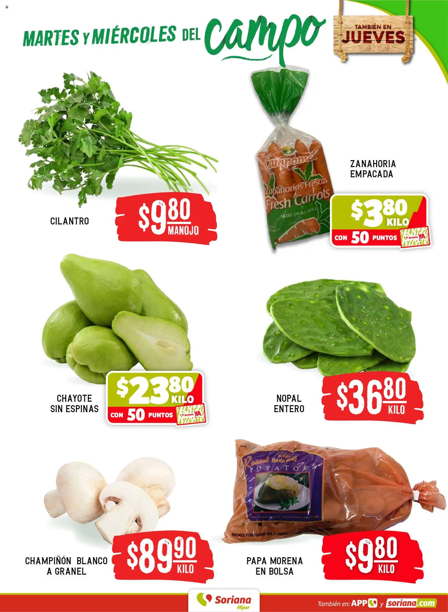 Nuevas ofertas de Soriana válidas en toda la República Mexicana desde el 19.05.2026. ¡Encuentra las mejores ofertas en Soriana Martes y Miércoles del Campo Híper: Tijuana, Mexicali, Ensenada, San Luis Río Colorado y Tecate! | Página: 3 | Productos: Papa, Bolsa, Zanahoria