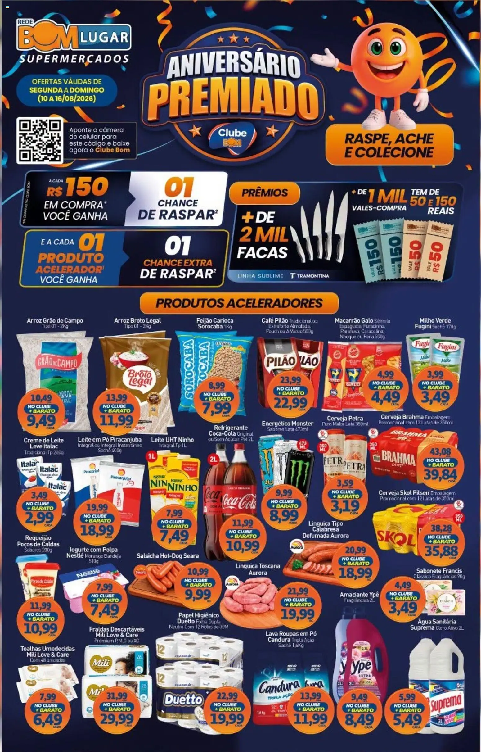 Rede Bom Lugar Folheto - válido de 10/08/2026 | Página: 1 | Produtos: Cloro, Sabonete, Requeijão, Papel higiênico
