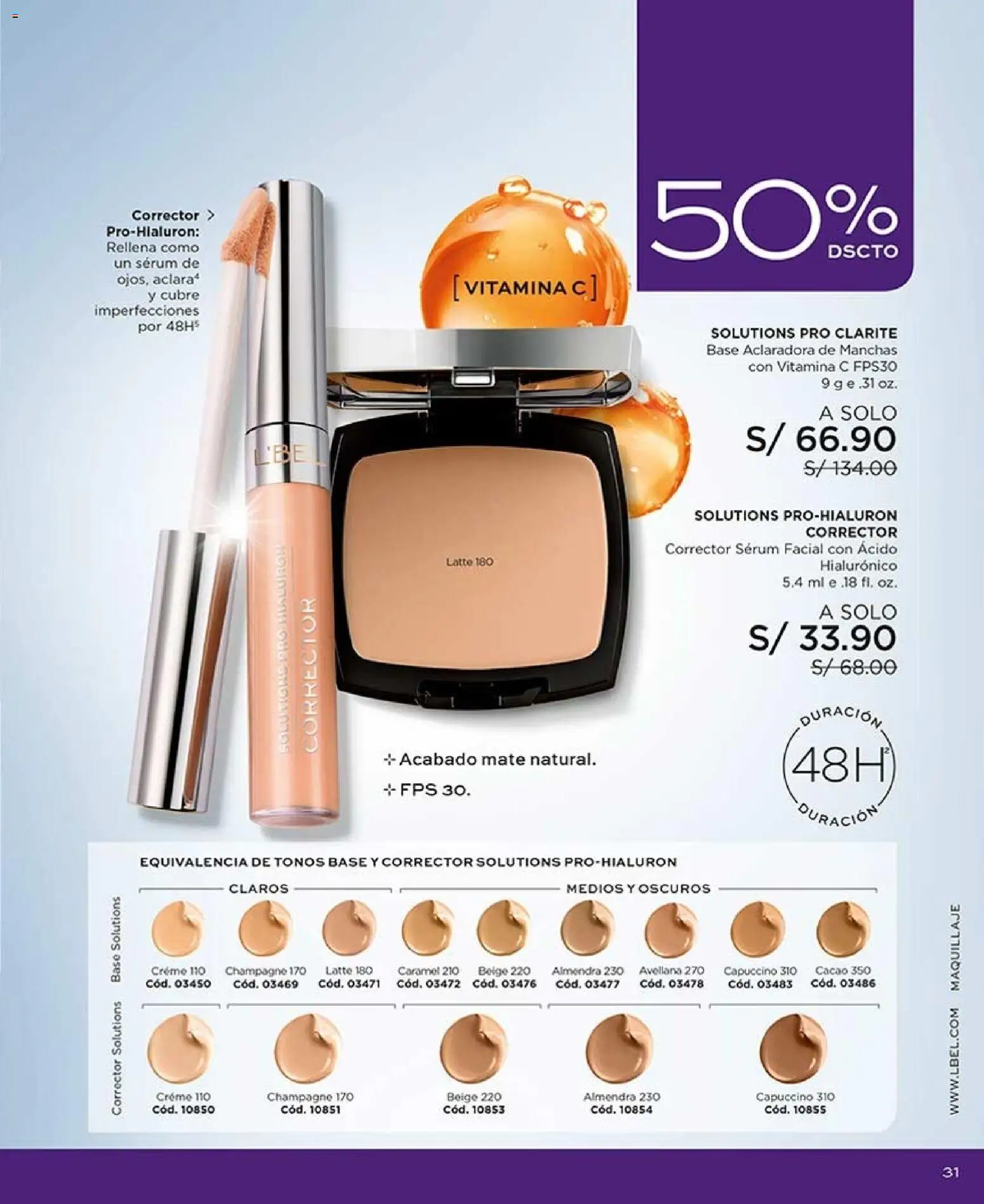 Catálogo L'Bel válido desde 11/07/2026 | Página: 31 | Productos: Cacao, Maquillaje, Corrector