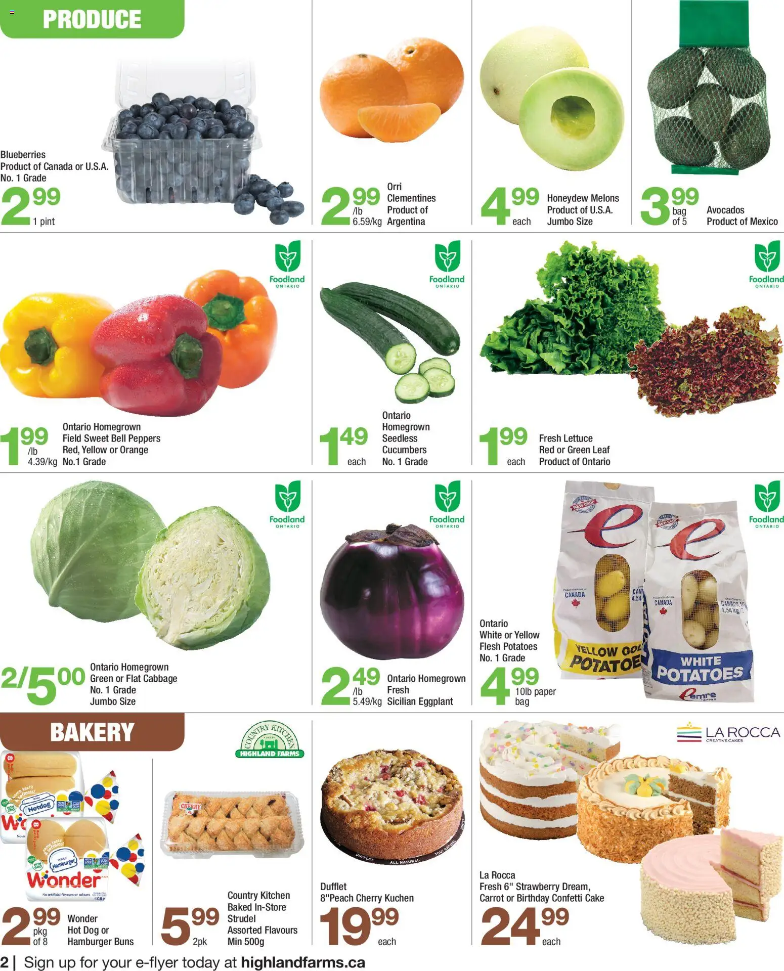 Highland Farms flyer valid from Aug 20, 2026 | Page: 2 | Products: Carrot, Potatoes, Hamburger, Cake