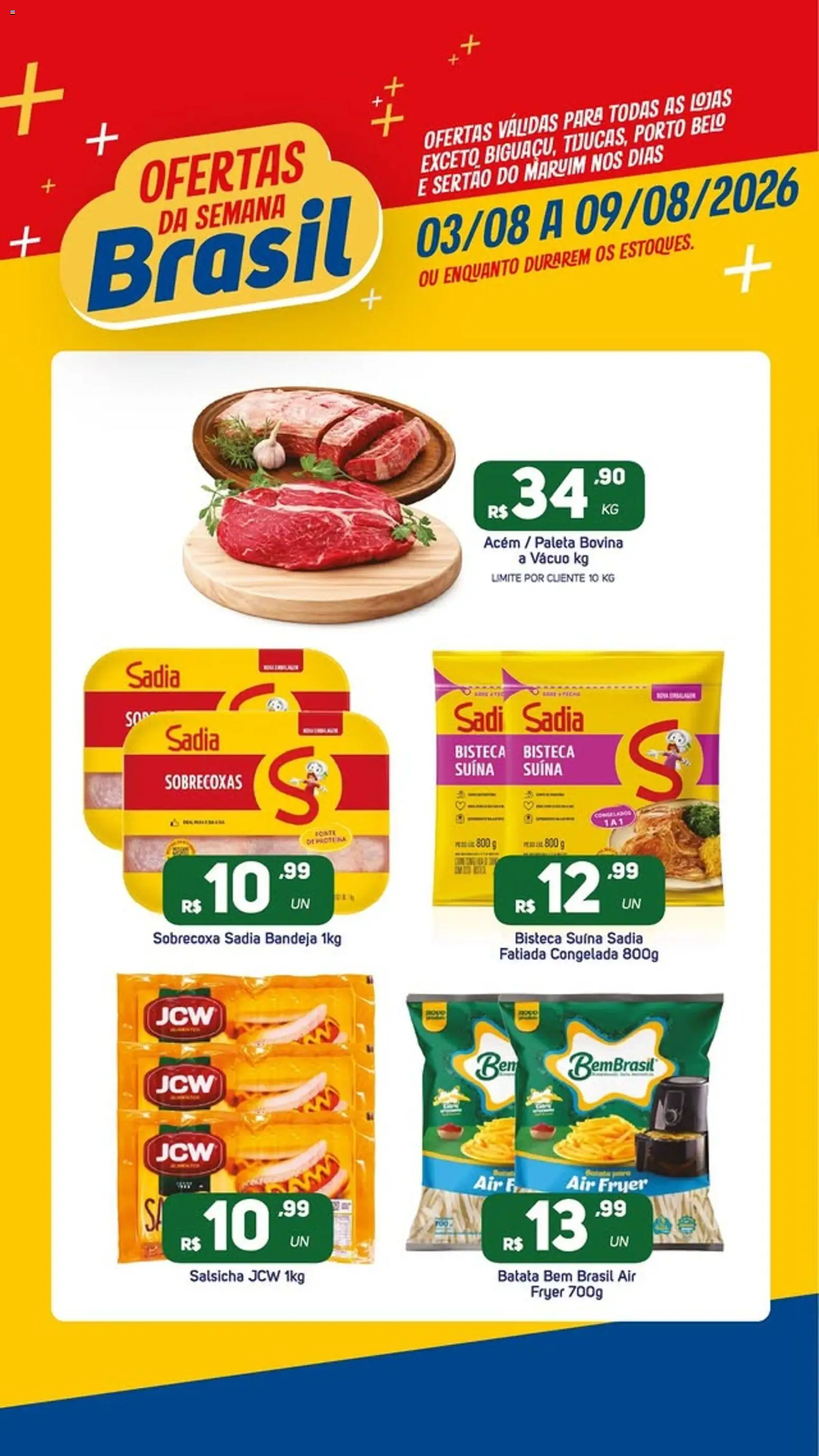 Brasil Atacadista Folheto - válido de 03/08/2026 | Página: 1 | Produtos: Air fryer, Acém, Bandeja, Batata