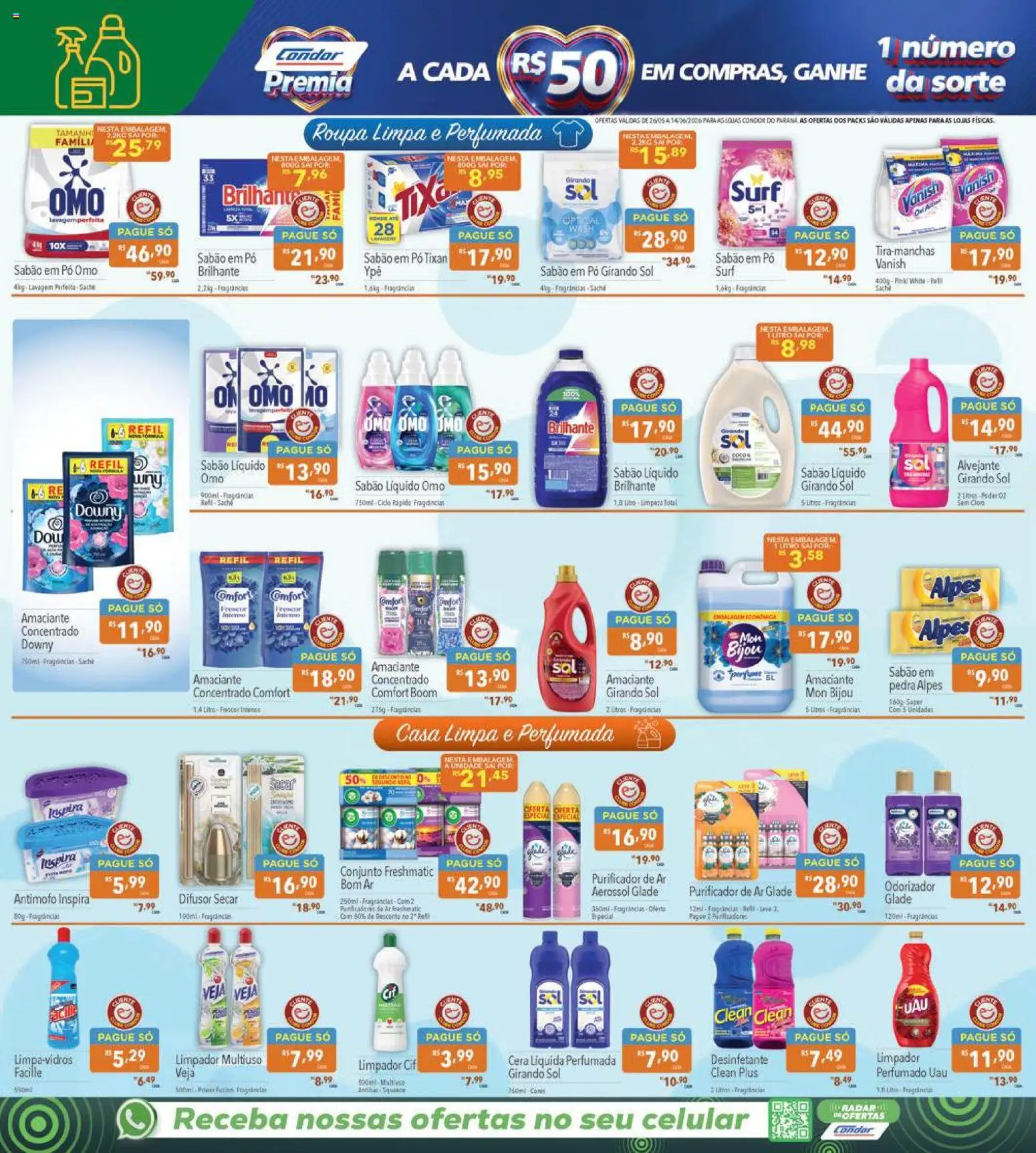 Supermercados Condor Folheto - válido de 26.05.2026 | Página: 22 | Produtos: Limpador multiuso, Sabão em pó, Vanish, Desinfetante