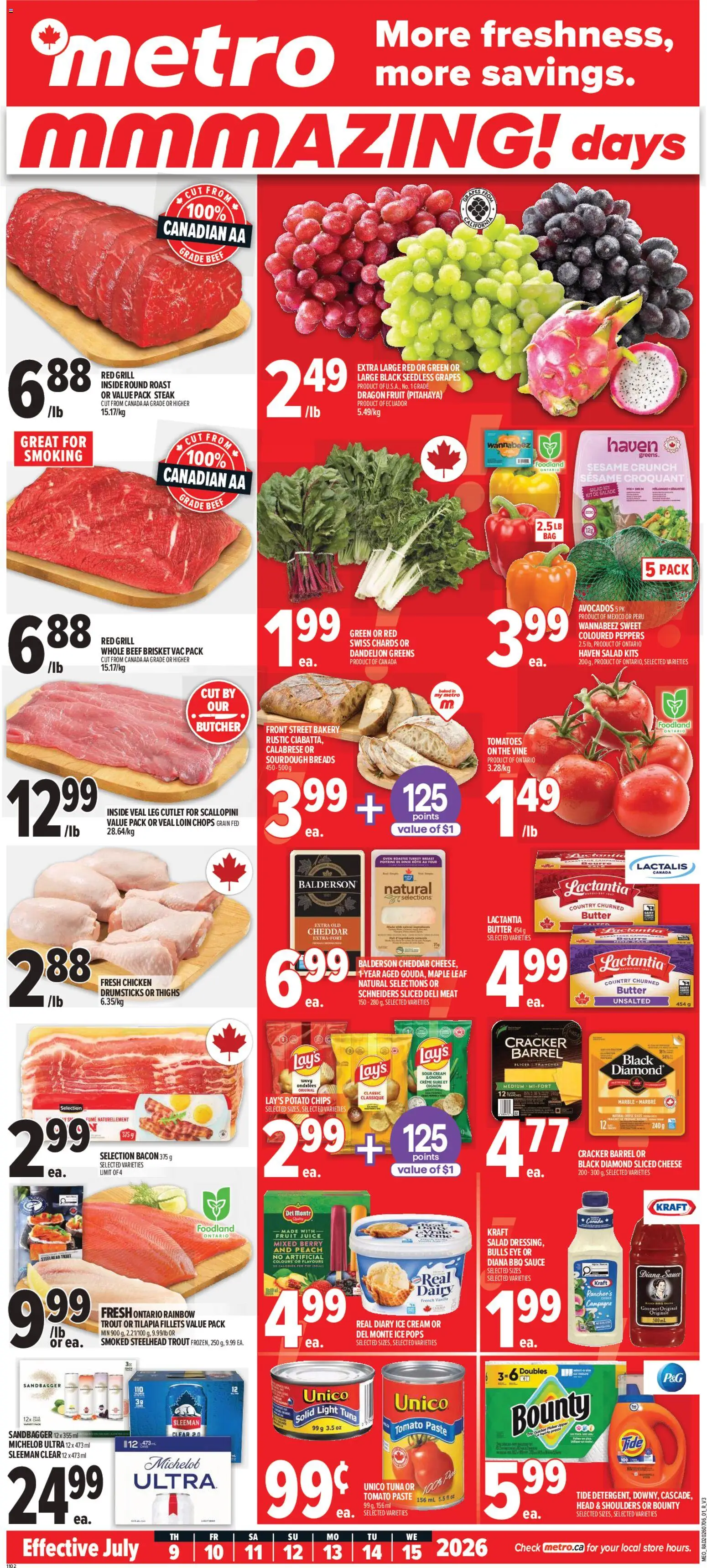 Metro flyer valid from Jul 9, 2026 | Page: 1 | Products: Salad, Turkey, Grill, Chicken