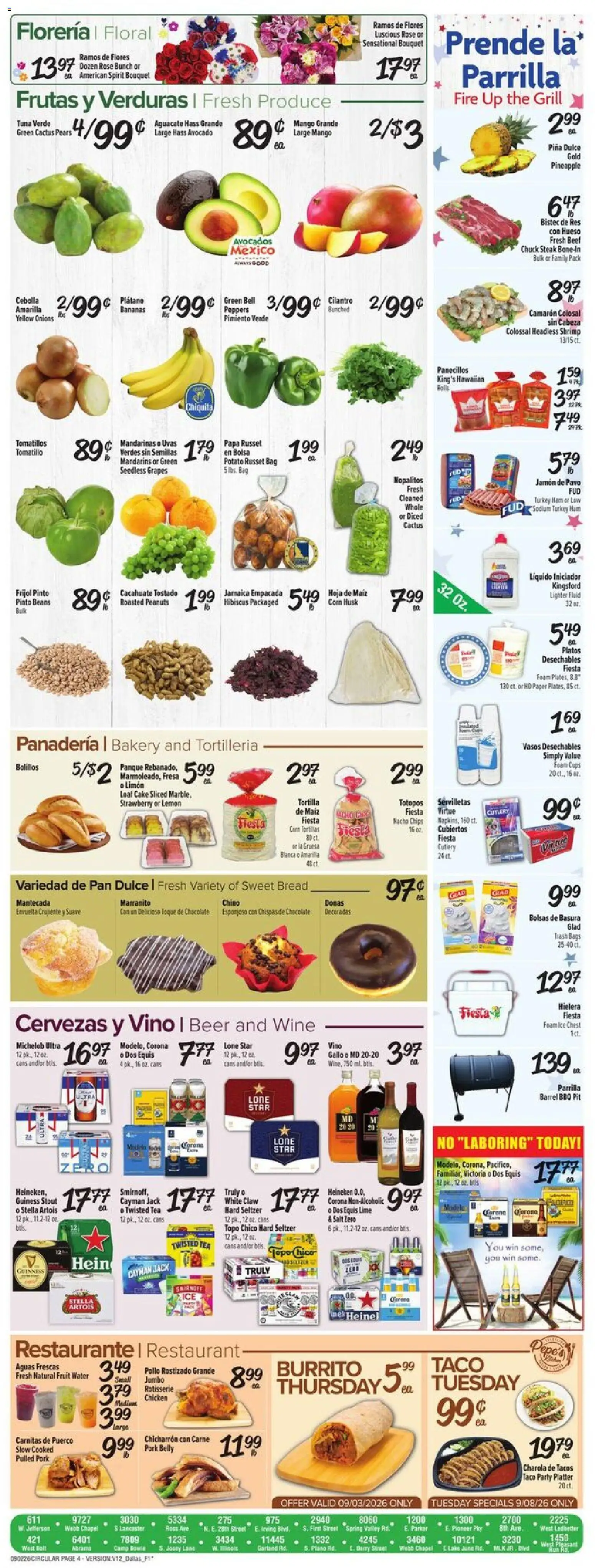 Fiesta Mart Weekly Ad - valid from 09/02/2026 | Page: 4 | Products: Beer, Heineken, Tuna, Grill