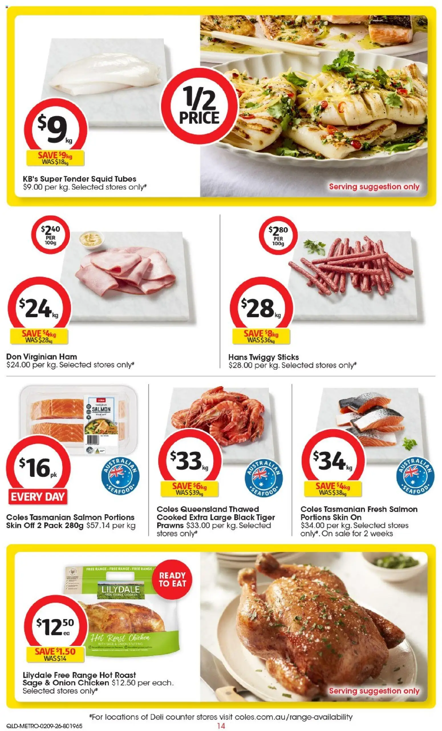 Coles catalogue - valid from 02/09/2026 | Page: 15 | Products: Prawns, Salmon, Tubes, Onion