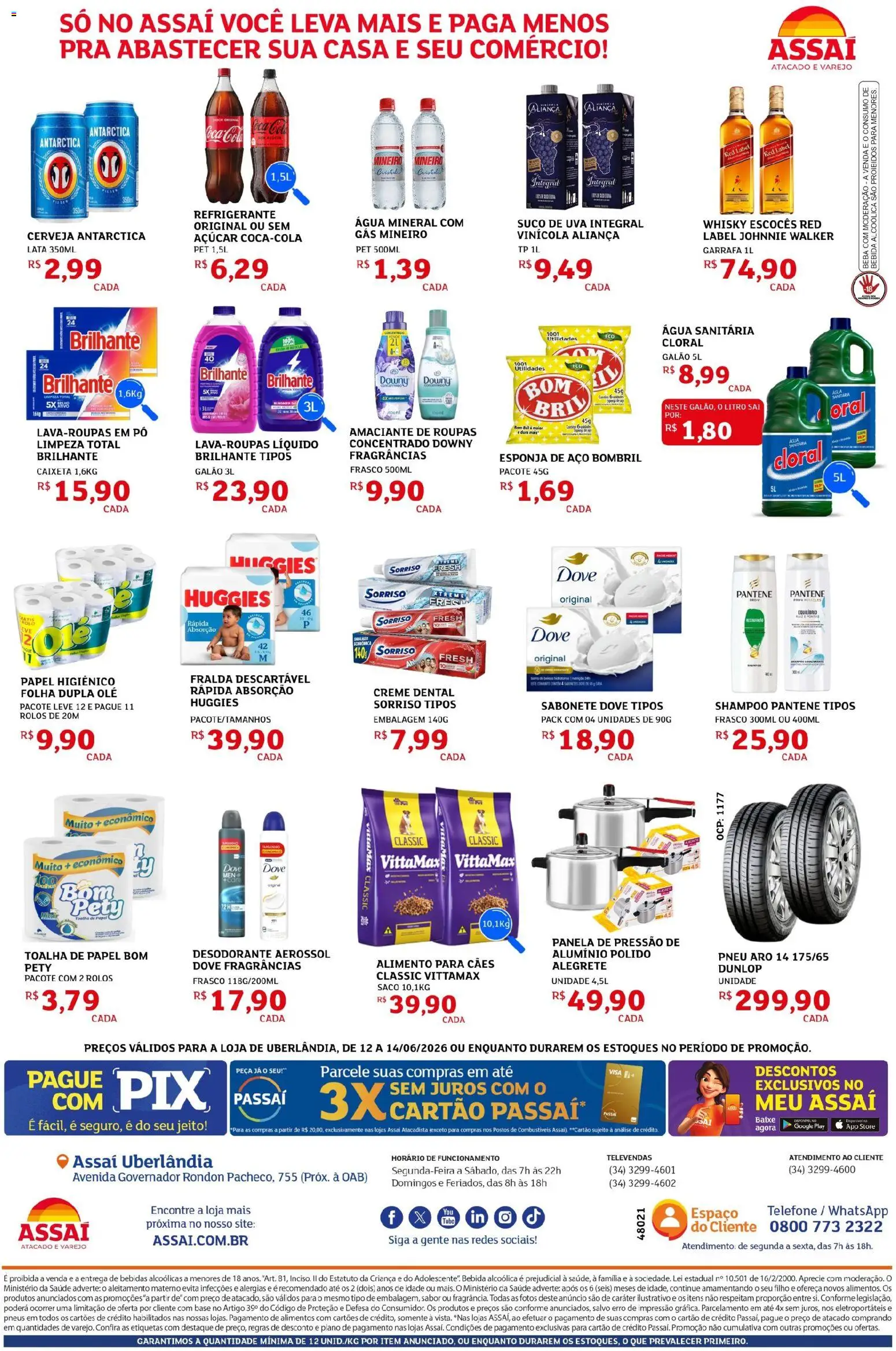 Assaí Atacadista Folheto - válido de 12.06.2026 | Página: 2 | Produtos: Shampoo, Amaciante de roupas, Pneus, Roupas