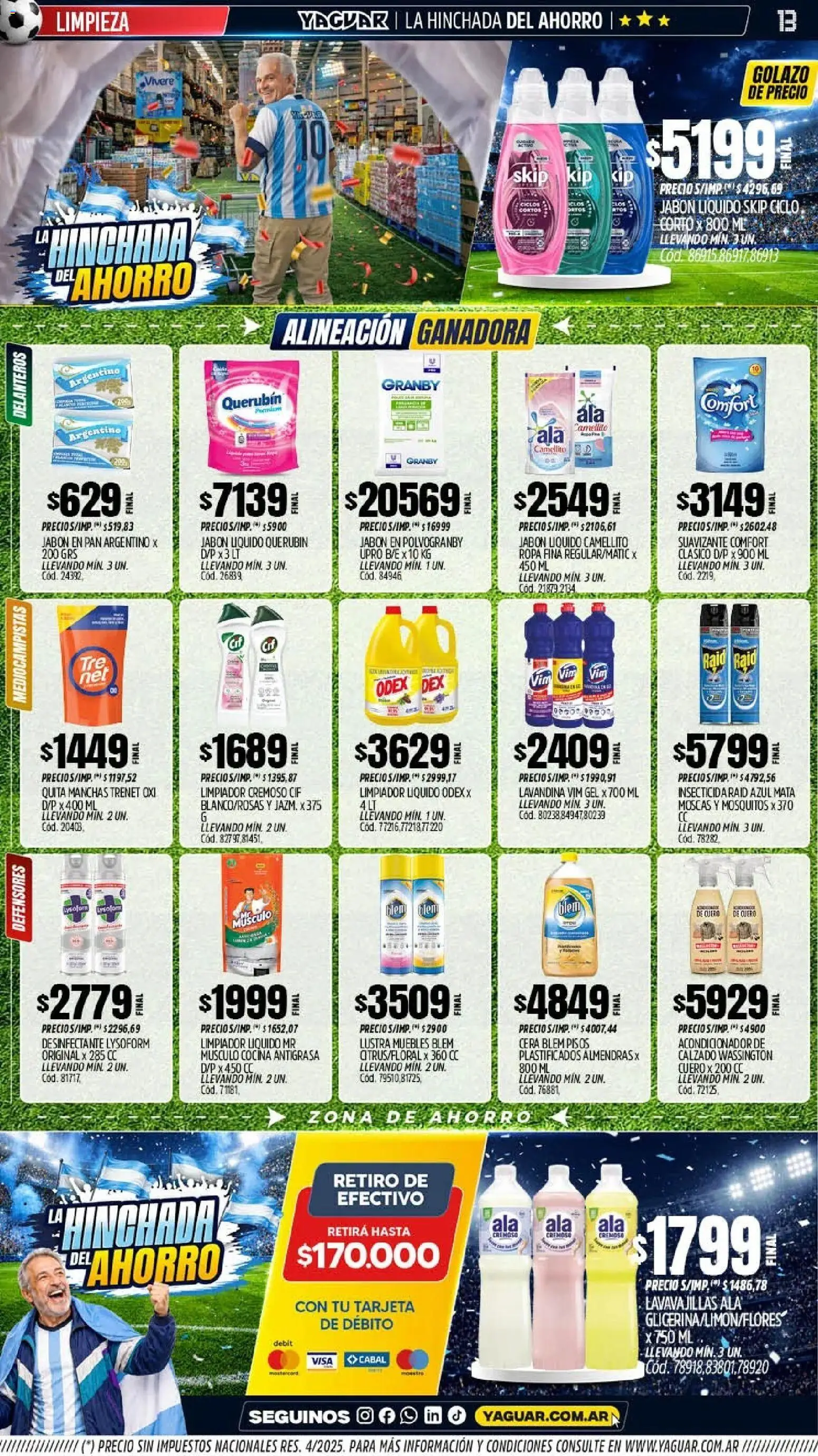 Yaguar - Oferta Semanal Santa Fé │ válido desde el 08.06.2026 | Página: 13 | Productos: Antigrasa, Lavavajillas, Pan, Suavizante