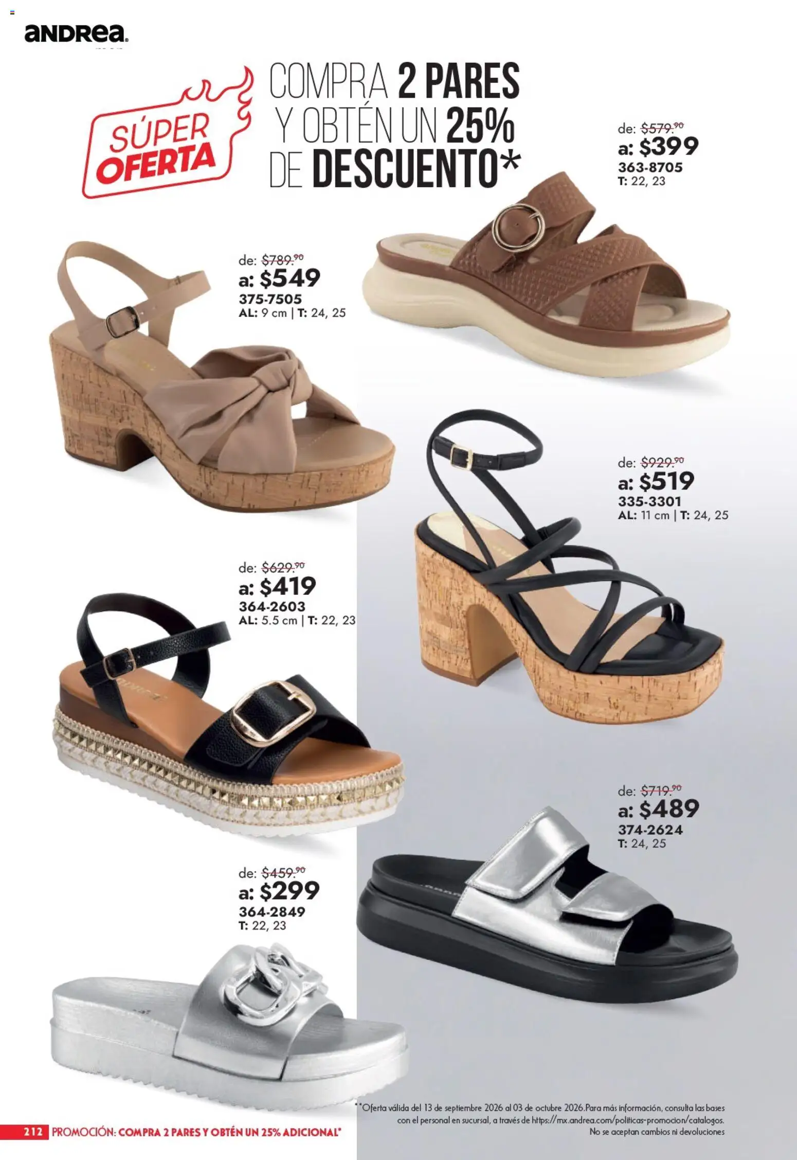 Nuevas ofertas de Andrea válidas en toda la República Mexicana desde el 13/09/2026. ¡Encuentra las mejores ofertas en Andrea catálogo Outlet! | Página: 212