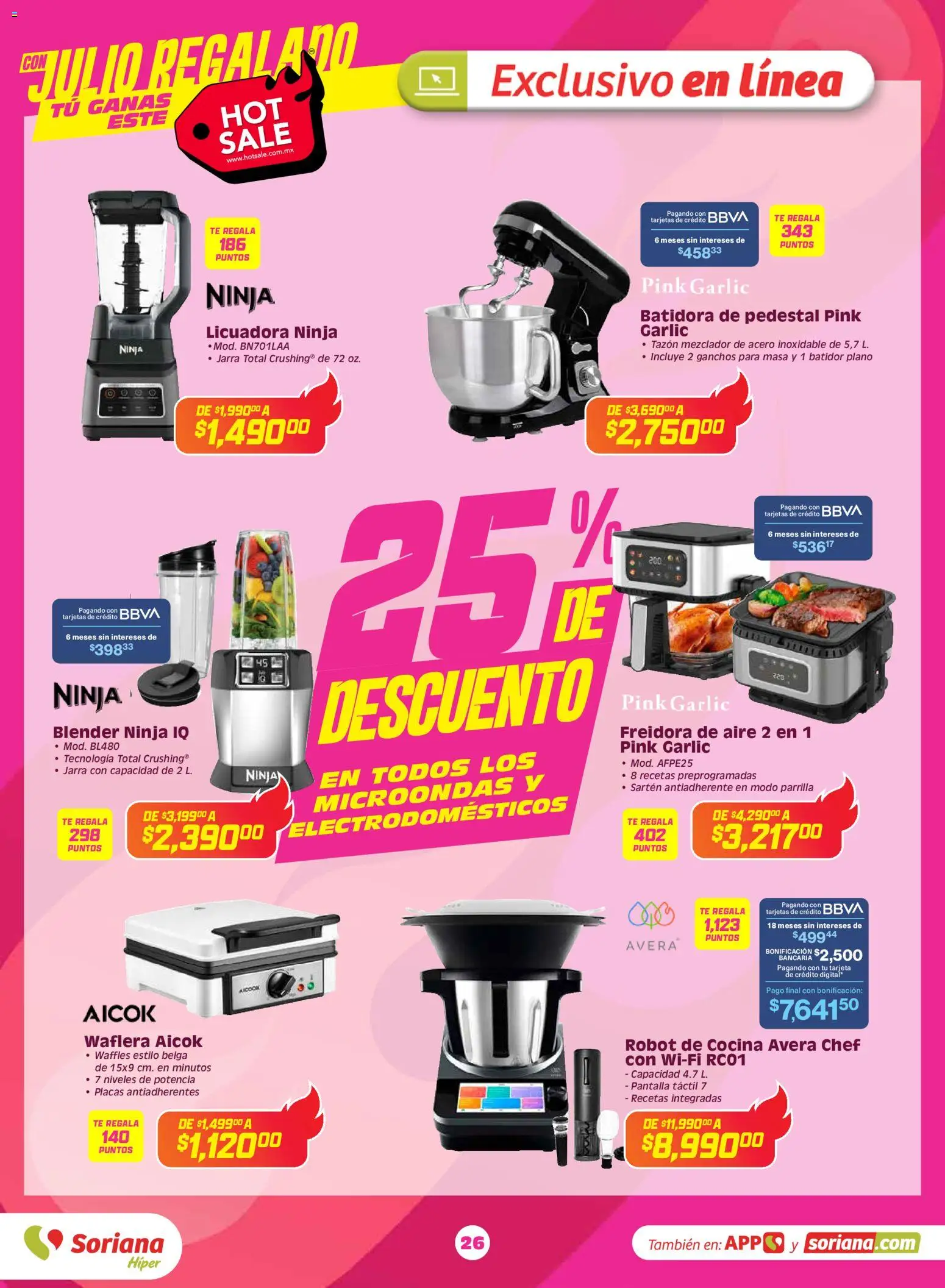 Nuevas ofertas de Soriana válidas en toda la República Mexicana desde el 25.05.2026. ¡Encuentra las mejores ofertas en Soriana Hot Sale Híper Nacional! | Página: 26 | Productos: Robot, Batidora, Té, Jarra