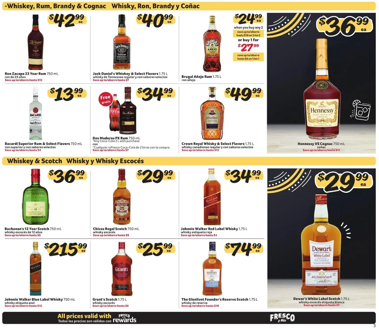 Fresco y Más Alcohol Flyer - valid from 08/03/2026 | Page: 3 | Products: Jack Daniel's, Brandy, Cognac, Rum