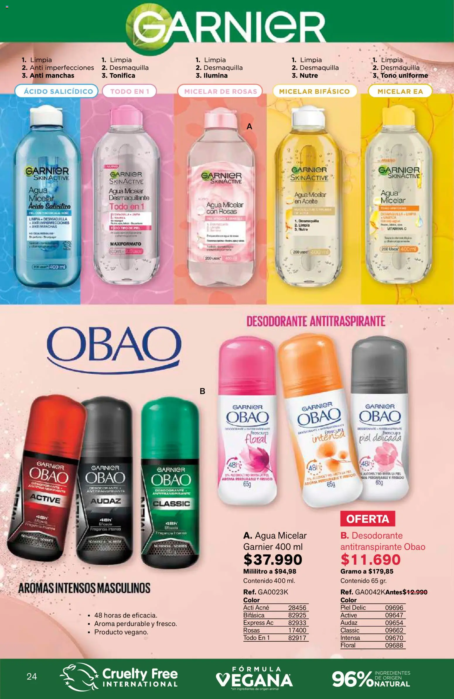 Leonisa revista - valida desde el 15/07/2026 | Página: 24 | Productos: Agua, Agua micelar, Desodorante, Desmaquillante