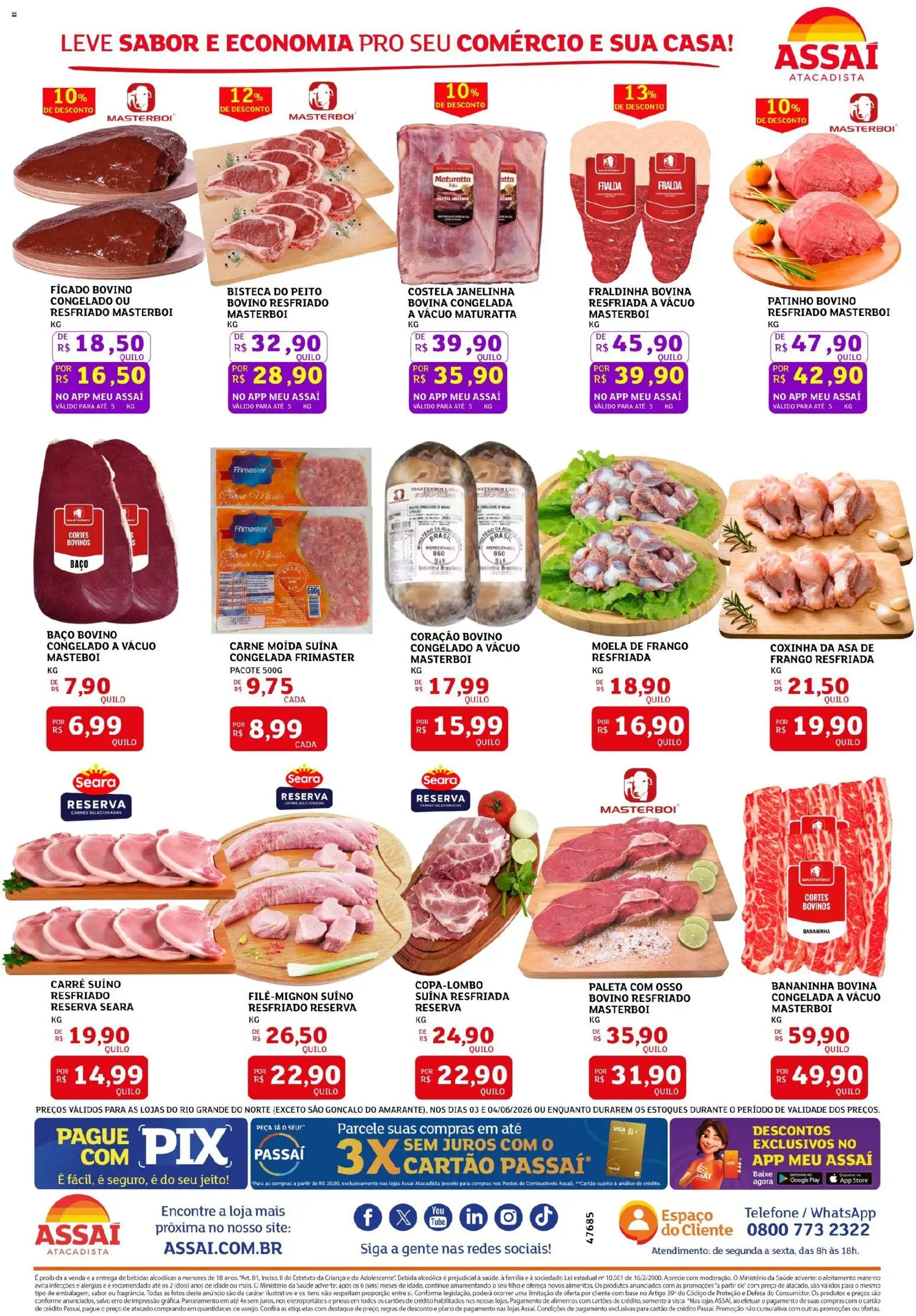 Assaí Atacadista Folheto - válido de 03.06.2026 | Página: 2 | Produtos: Moela, Base, Bebida, Frango