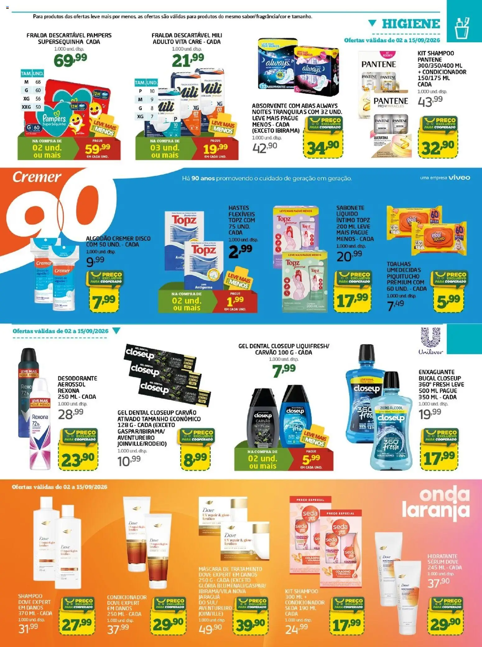 Cooper Folheto - válido de 02/09/2026 | Página: 13 | Produtos: Shampoo, Sabonete, Absorvente, Disco