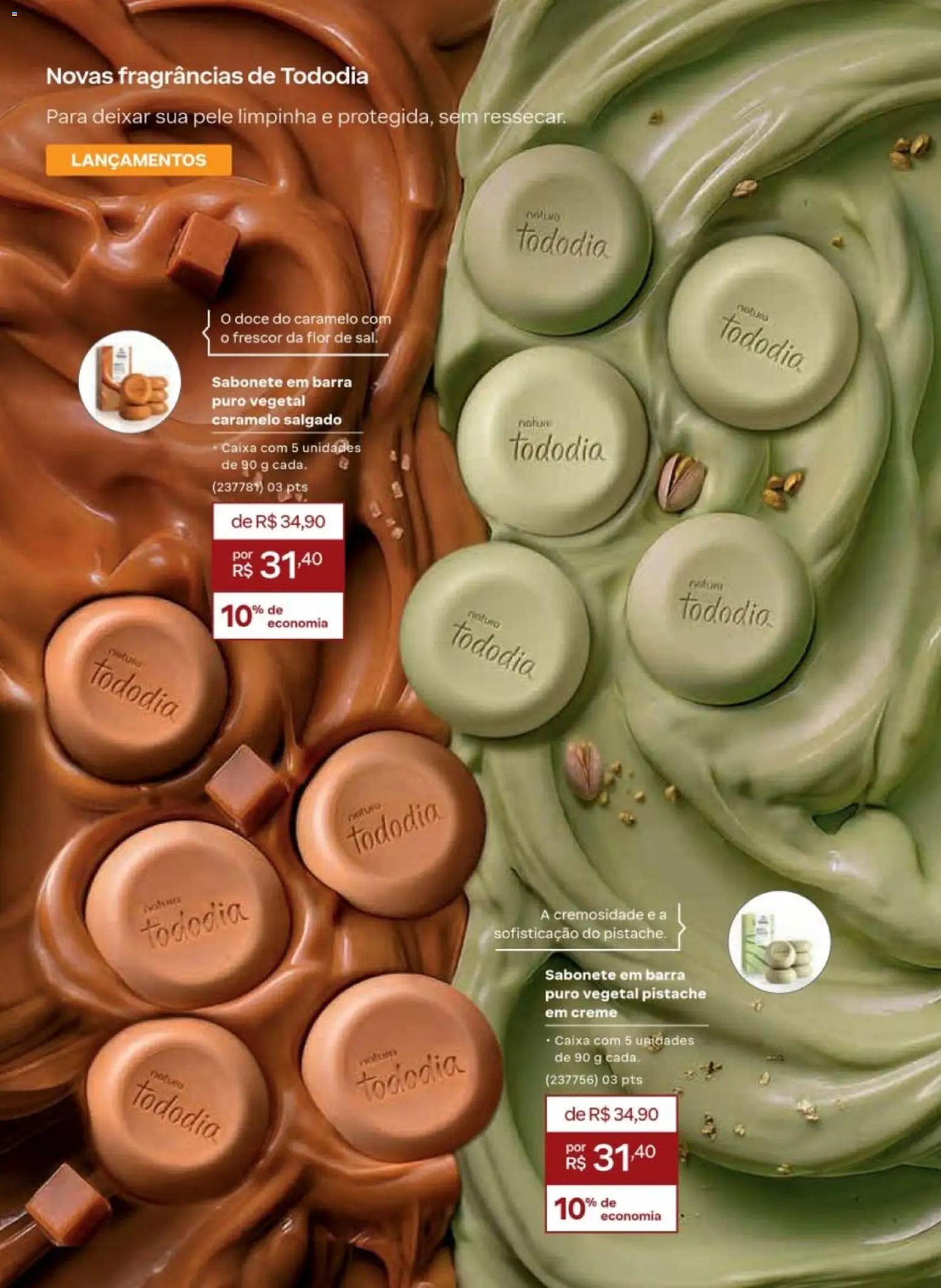 Natura Folheto - válido de 19/07/2026 | Página: 109 | Produtos: Pistache, Caixa, Creme, Sabonete