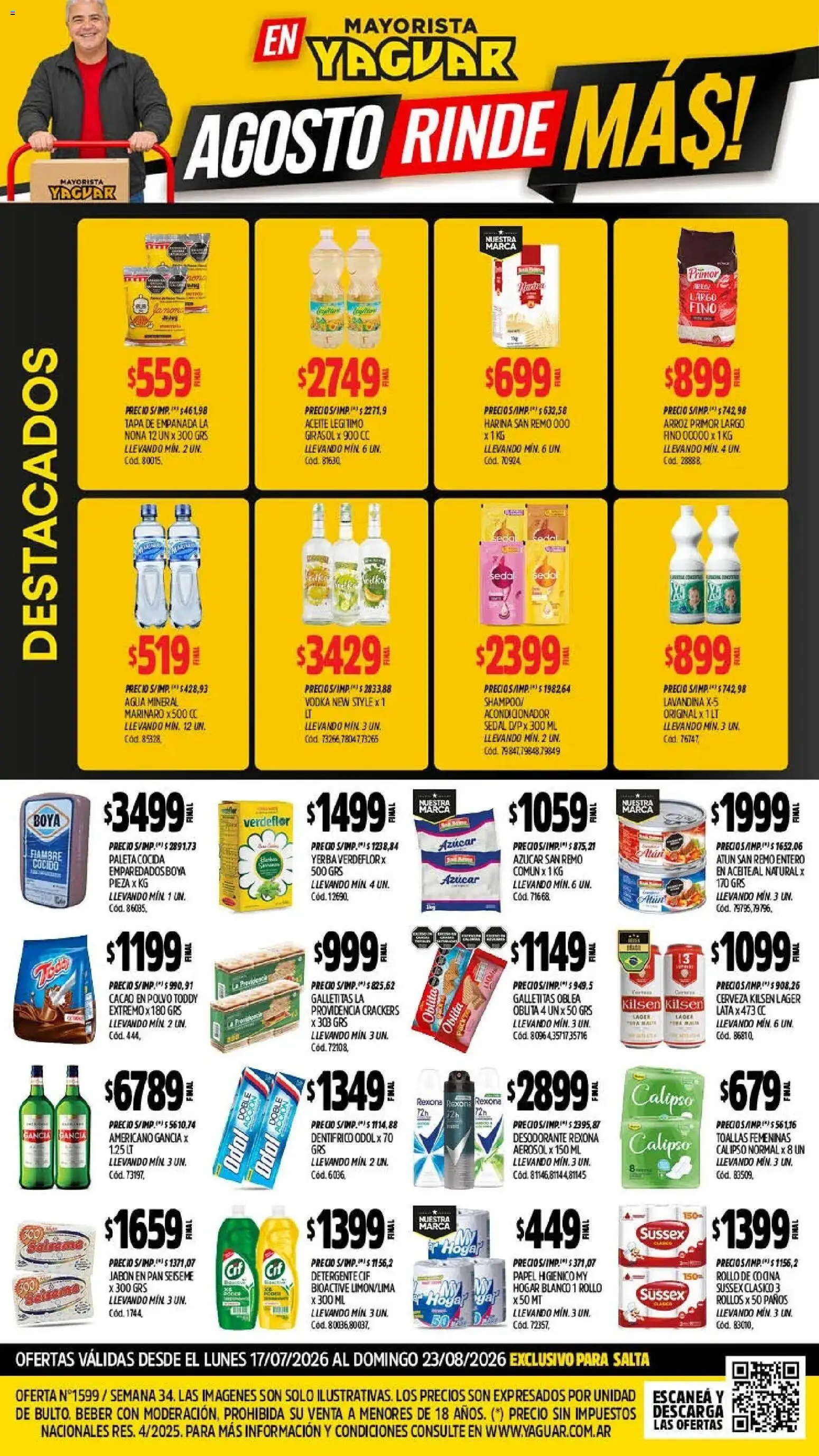 Yaguar - Oferta Semanal Salta │ válido desde el 17/07/2026 | Página: 1 | Productos: Vodka, Yerba, Paleta, Cacao
