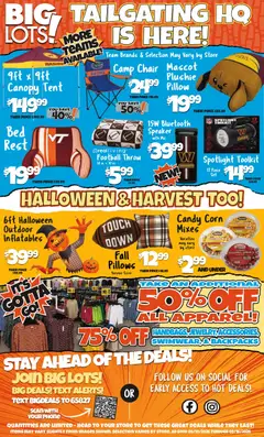 Preview of Big Lots weekly ads valid from 09/10/2026 | Page: 2 | Products: Pillow, Corn, Chair, Speaker
