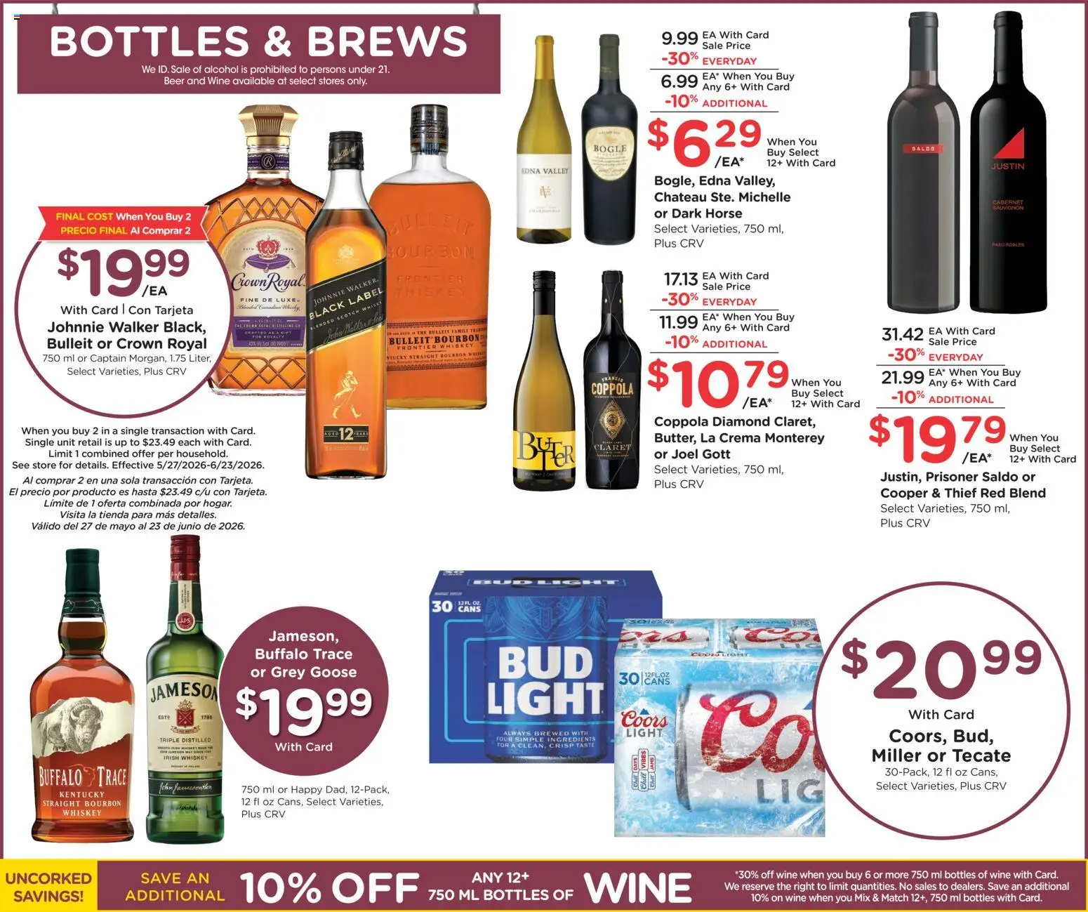 Ralphs Weekly Ad - valid from 17.06.2026 | Page: 12 | Products: Wine, Beer, Bourbon, Whiskey