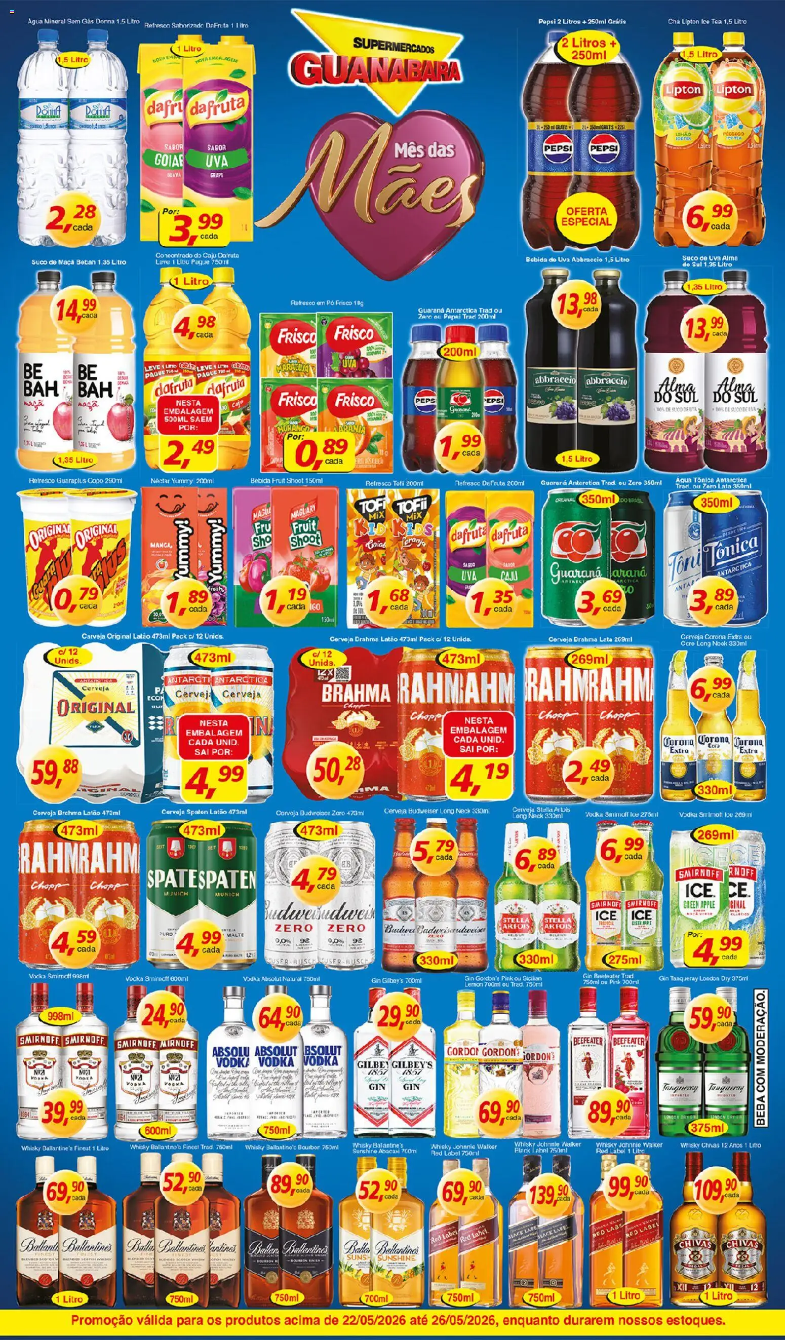 Supermercados Guanabara Folheto - válido de 22.05.2026 | Página: 4 | Produtos: Refresco, Whisky, Chá, Água mineral