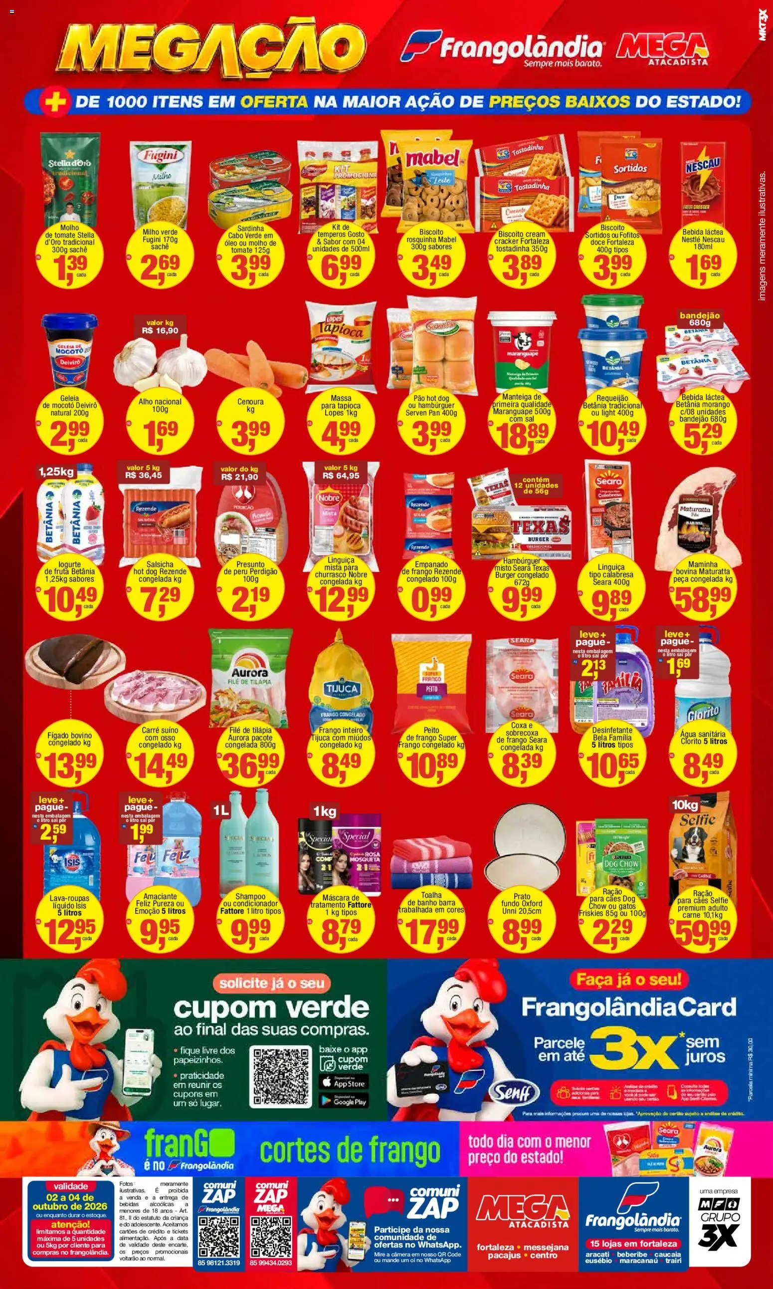Frangolândia Folheto - válido de 02/10/2026 | Página: 2 | Produtos: Salsicha, Temperos, Óleo, Peru