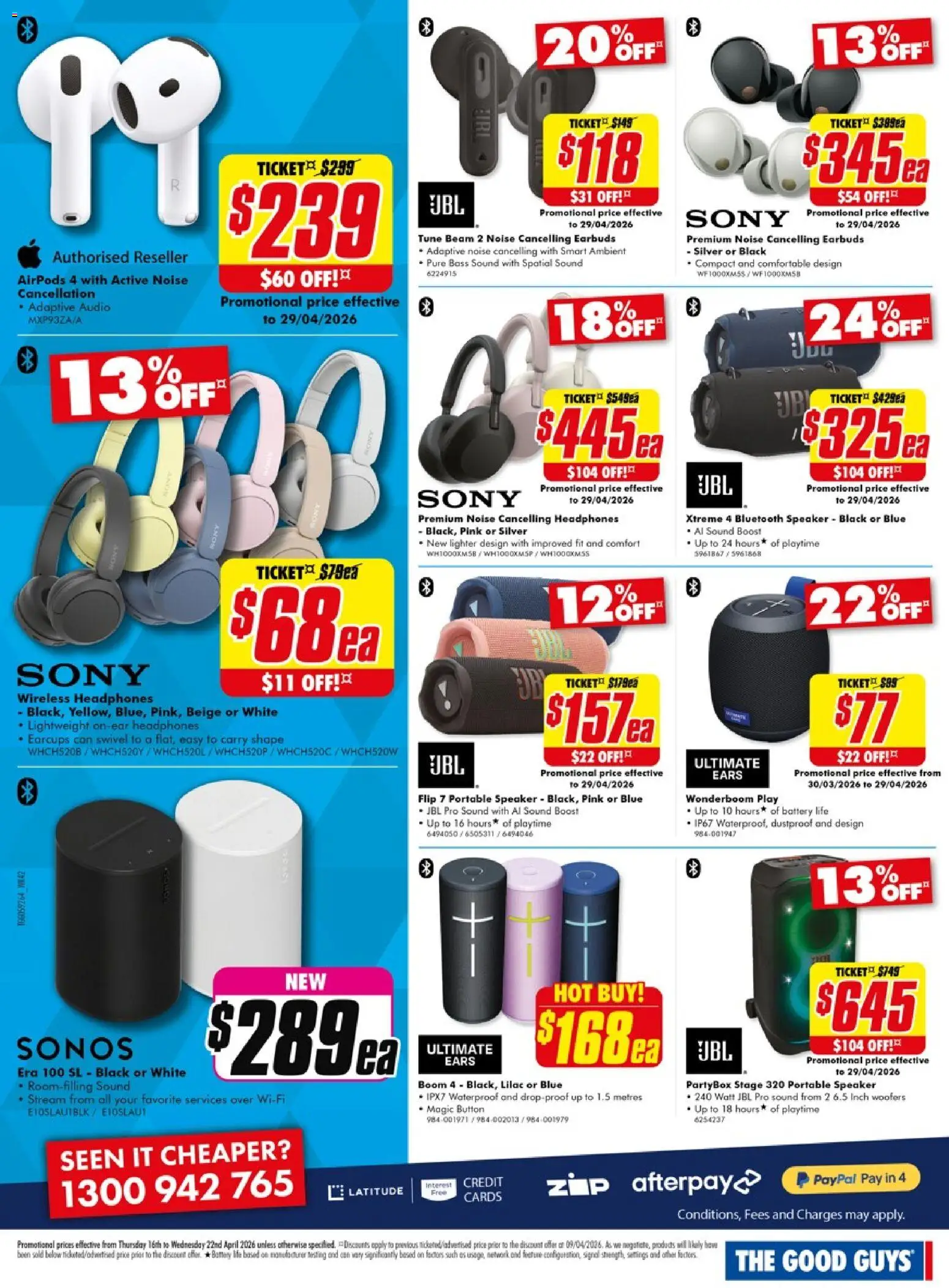 The Good Guys catalogue - valid from 15.04.2026 | Page: 5 | Products: Bluetooth speaker, Audio, Headphones, Speaker