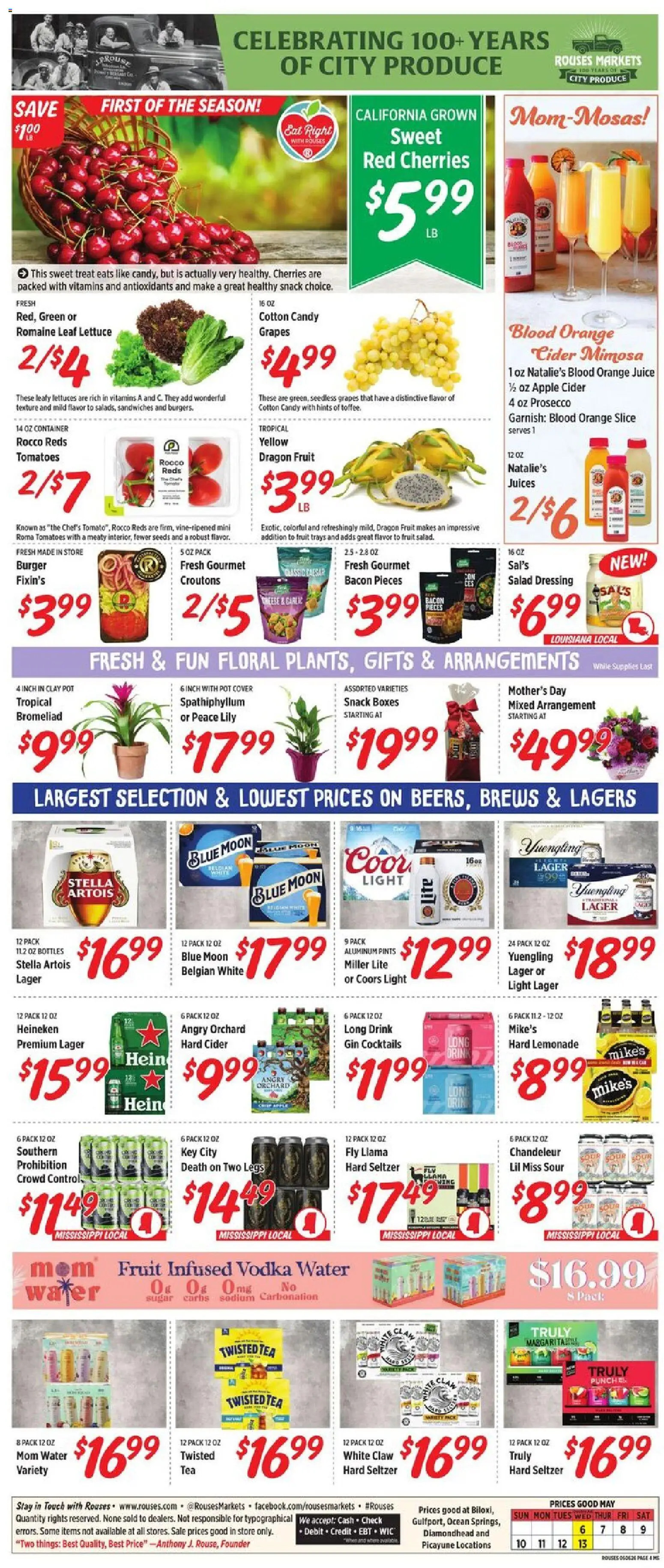 Rouses Weekly Ad - MS - valid from 06.05.2026 | Page: 8 | Products: Romaine, Gin, Garlic, Grapes