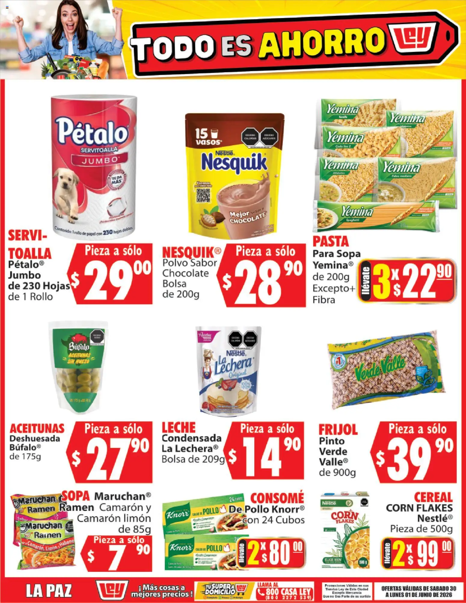 Nuevas ofertas de Casa Ley válidas en toda la República Mexicana desde el 30.05.2026. ¡Encuentra las mejores ofertas en Casa Ley folleto Todo es ahorro! | Página: 4 | Productos: Sopa, Limón, Leche, Chocolate