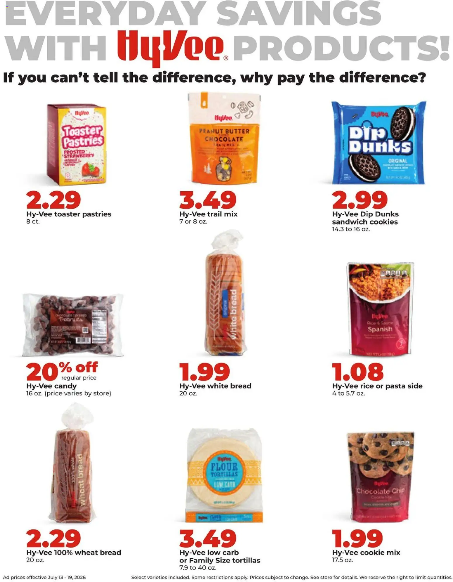 HyVee Weekly Ad - valid from 07/13/2026 | Page: 18 | Products: Toaster, Bread, Rice, Pasta