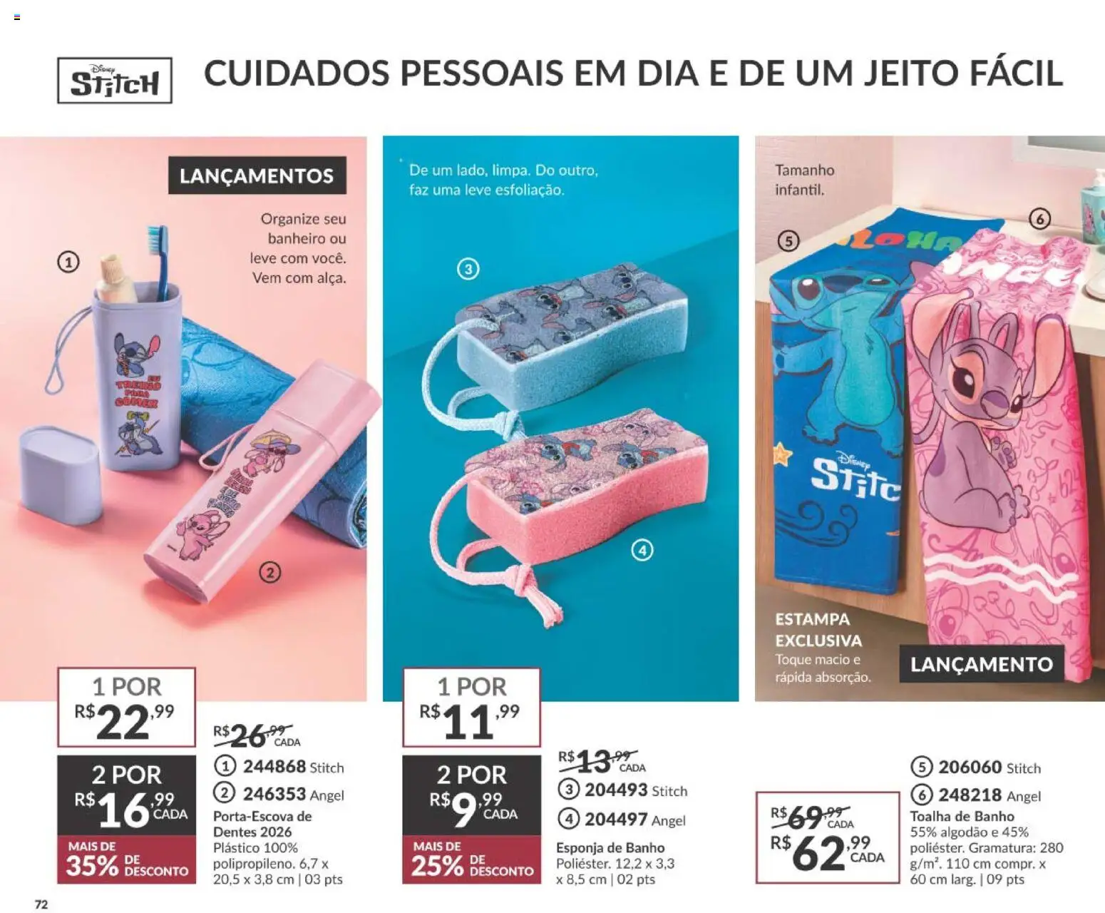 Avon Folheto - válido de 19/07/2026 | Página: 76 | Produtos: Esponja, Toalha de banho, Algodão, Esponja de banho