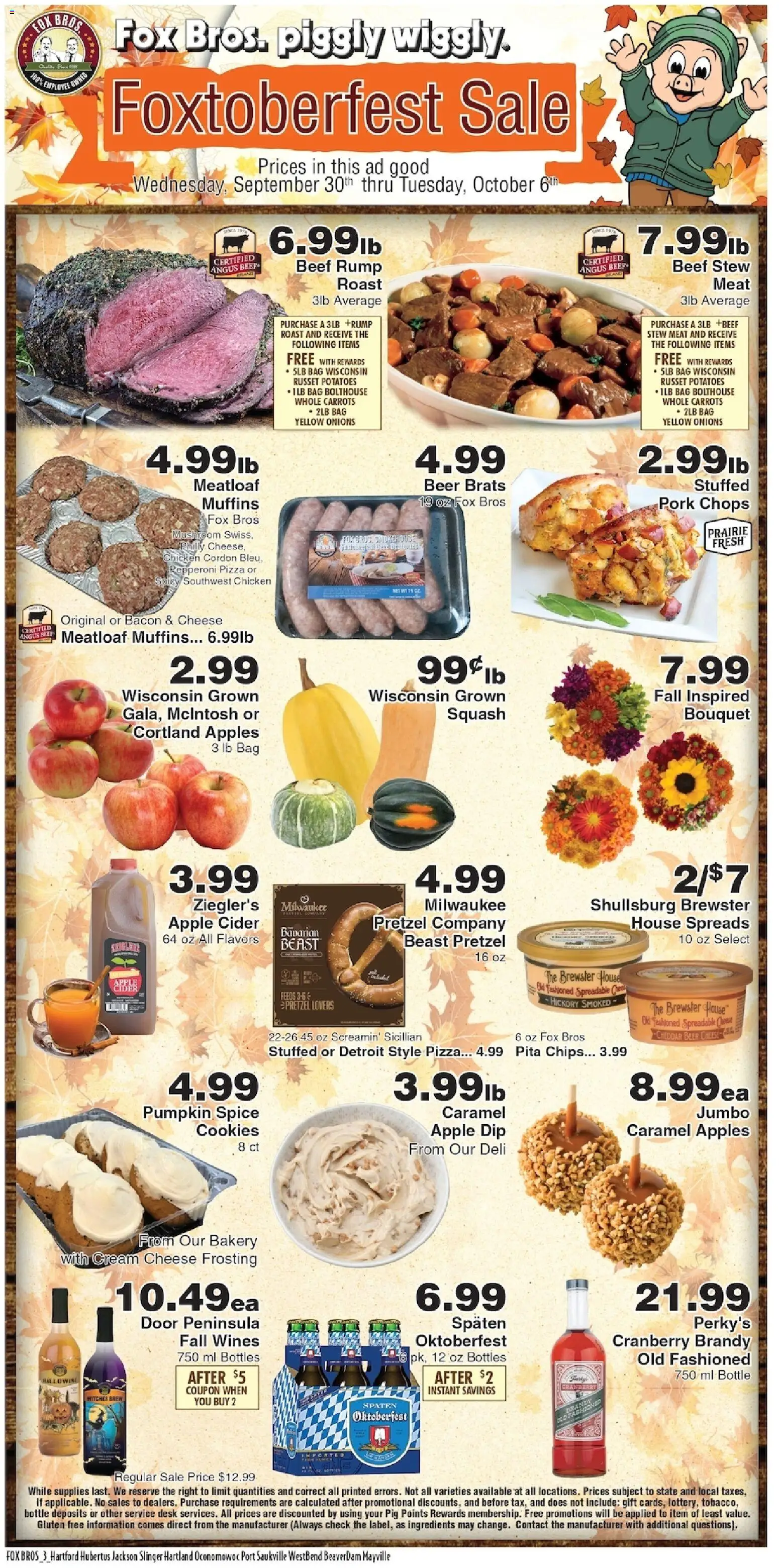 Piggly Wiggly Weekly Ad - valid from 09/30/2026 | Page: 3 | Products: Pizza, Apples, Bacon, Beef roast