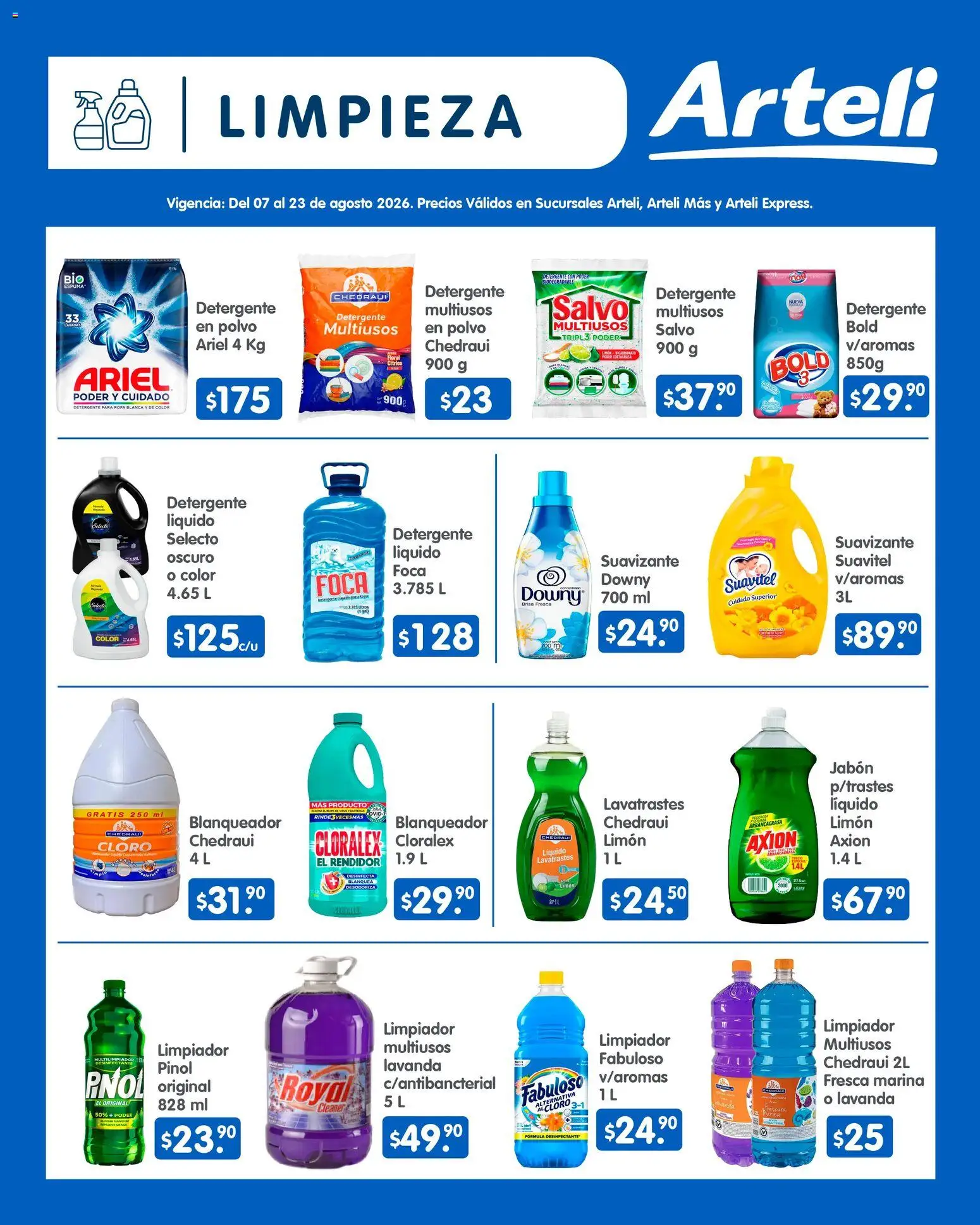 Nuevas ofertas de Arteli válidas en toda la República Mexicana desde el 07/08/2026. ¡Encuentra las mejores ofertas en Arteli folleto Quincenal! | Página: 14 | Productos: Limpiador, Detergente en polvo, Desinfectante, Ropa