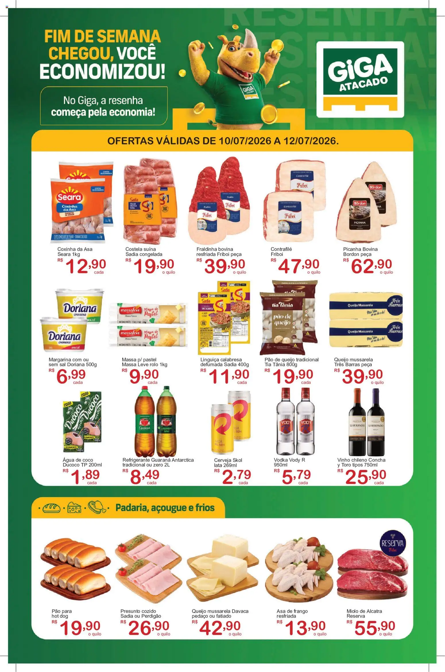 GIGA Atacado Folheto - válido de 10/07/2026 | Página: 1 | Produtos: Água de coco, Queijo, Cerveja, Frango