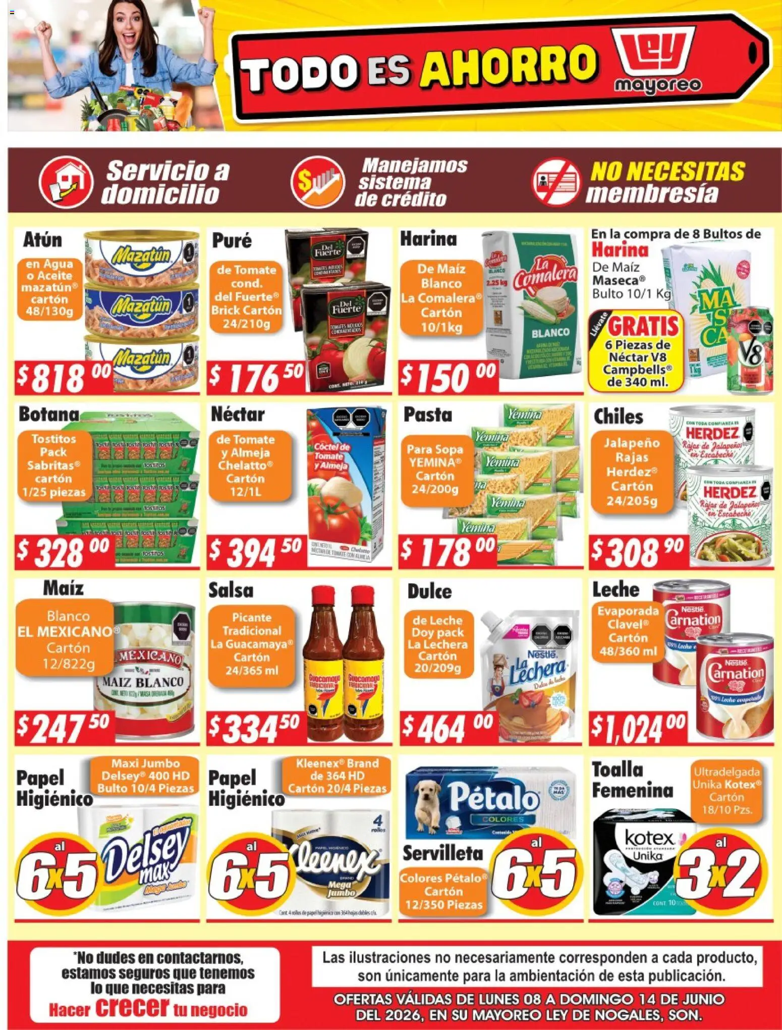Nuevas ofertas de Casa Ley válidas en toda la República Mexicana desde el 08.06.2026. ¡Encuentra las mejores ofertas en Casa Ley folleto Nogales! | Página: 2 | Productos: Leche, Pasta, Toalla, Papel higiénico