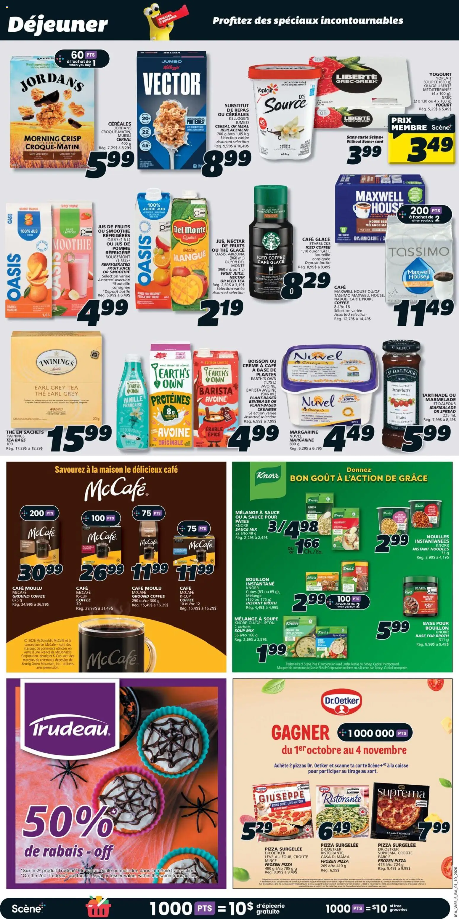 IGA flyer valid from Oct 1, 2026 | Page: 11 | Products: Tea, Margarine, Pizza, Iced coffee