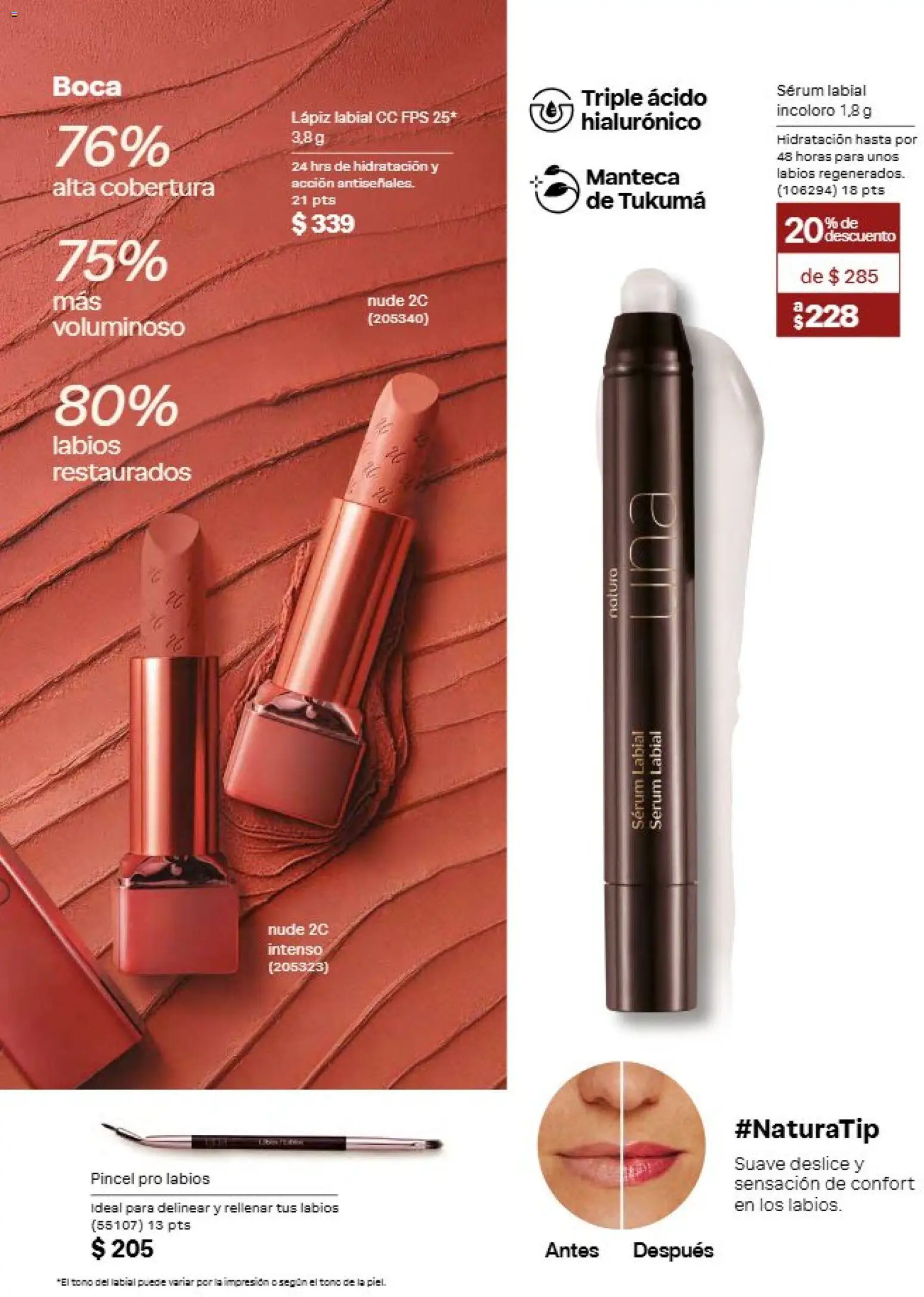 Nuevas ofertas de Natura válidas en toda la República Mexicana desde el 21/08/2026. ¡Encuentra las mejores ofertas en Natura campaña 13 2026! | Página: 59 | Productos: Pincel, Serum, Lápiz labial