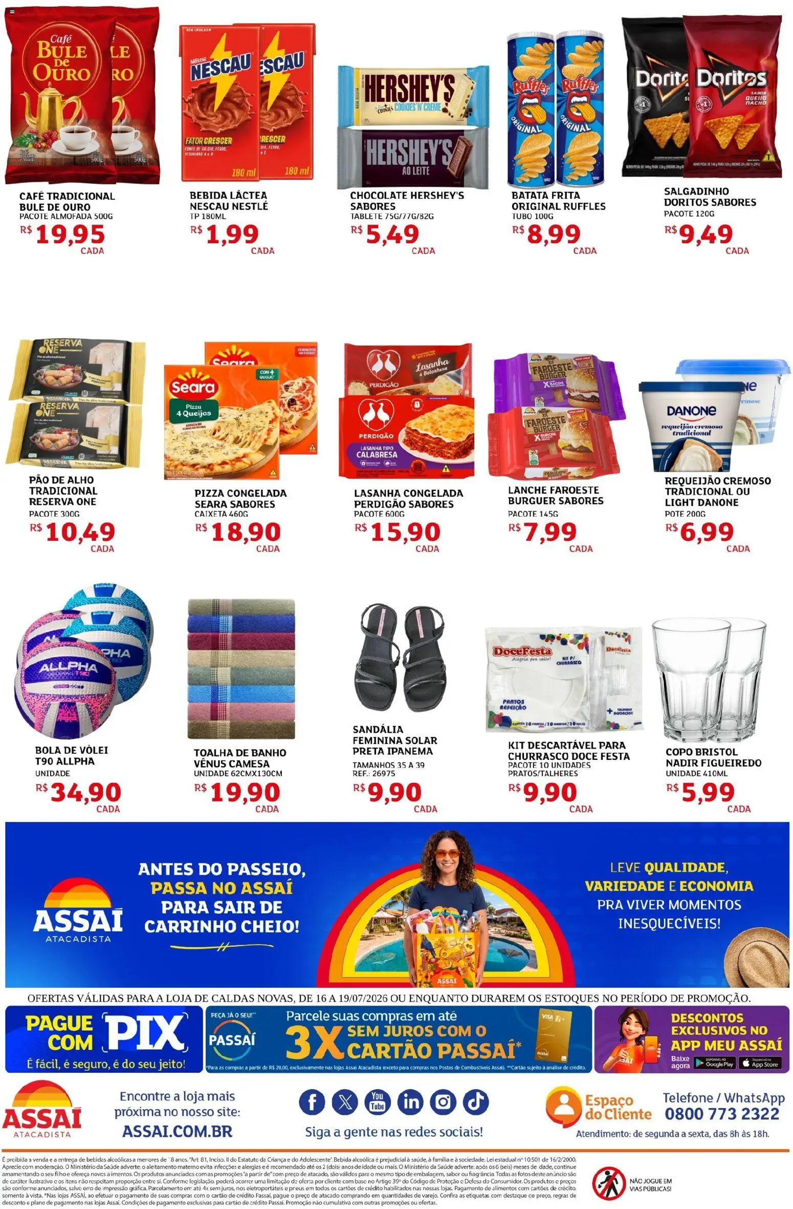 Assaí Atacadista Folheto - válido de 16/07/2026 | Página: 2 | Produtos: Pao de alho, Leite, Telefone, Requeijão