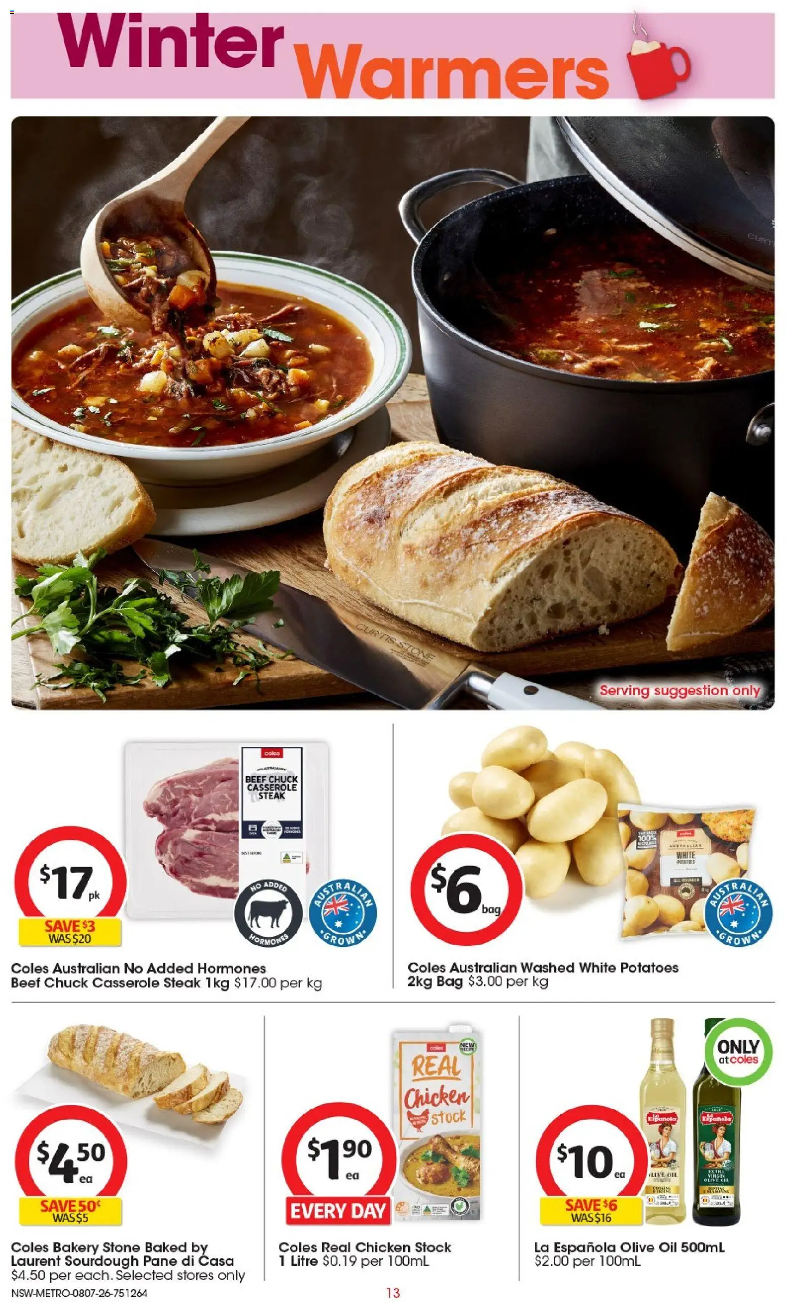 Coles catalogue - valid from 08/07/2026 | Page: 13 | Products: Oil, Chicken, Olive oil, Bag