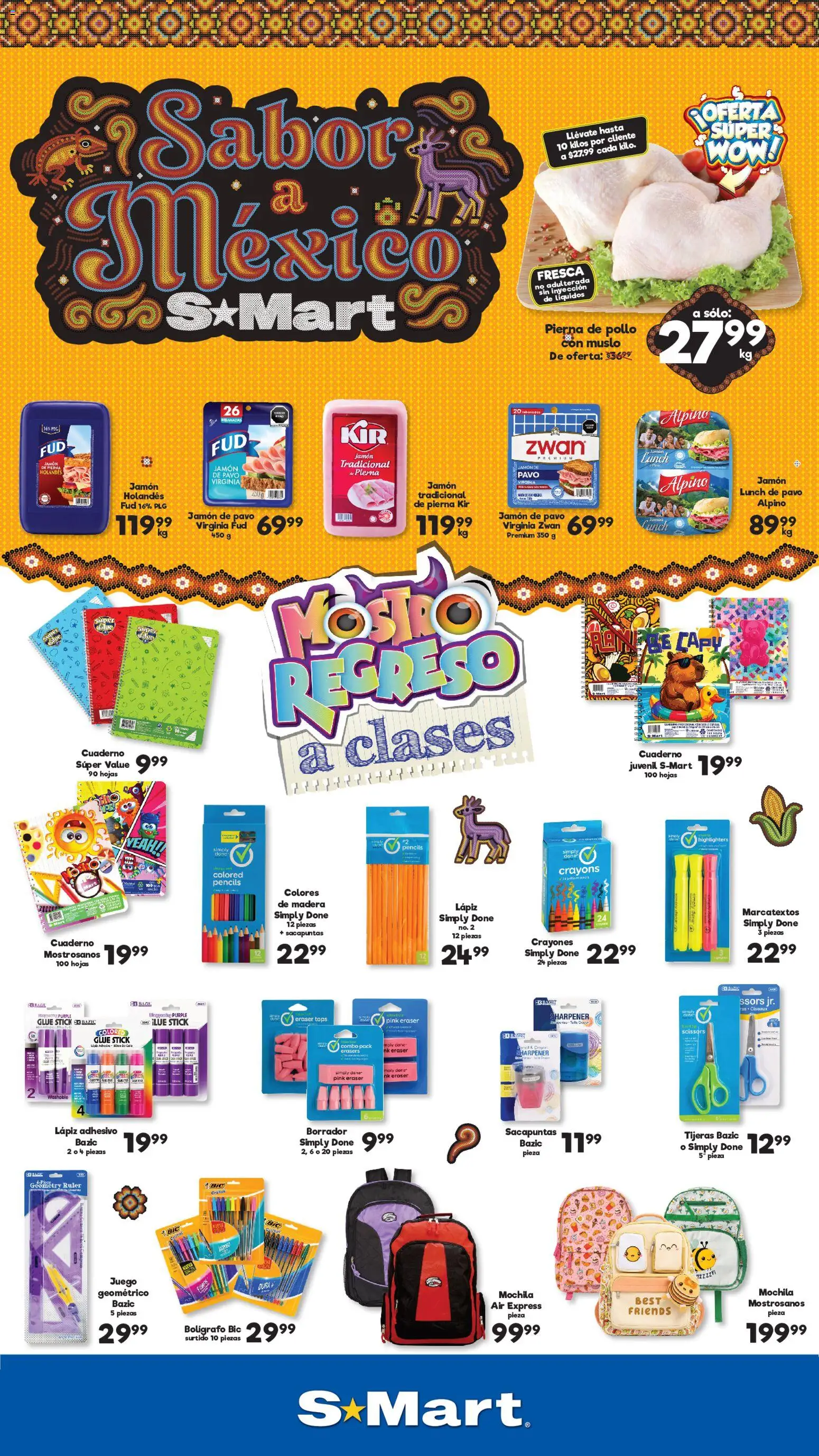 Nuevas ofertas de S-Mart válidas en toda la República Mexicana desde el 01/09/2026. ¡Encuentra las mejores ofertas en S-Mart folleto Ofertas de feria Monterrey! | Página: 1 | Productos: Sacapuntas, Mochila, Cuaderno, Juego