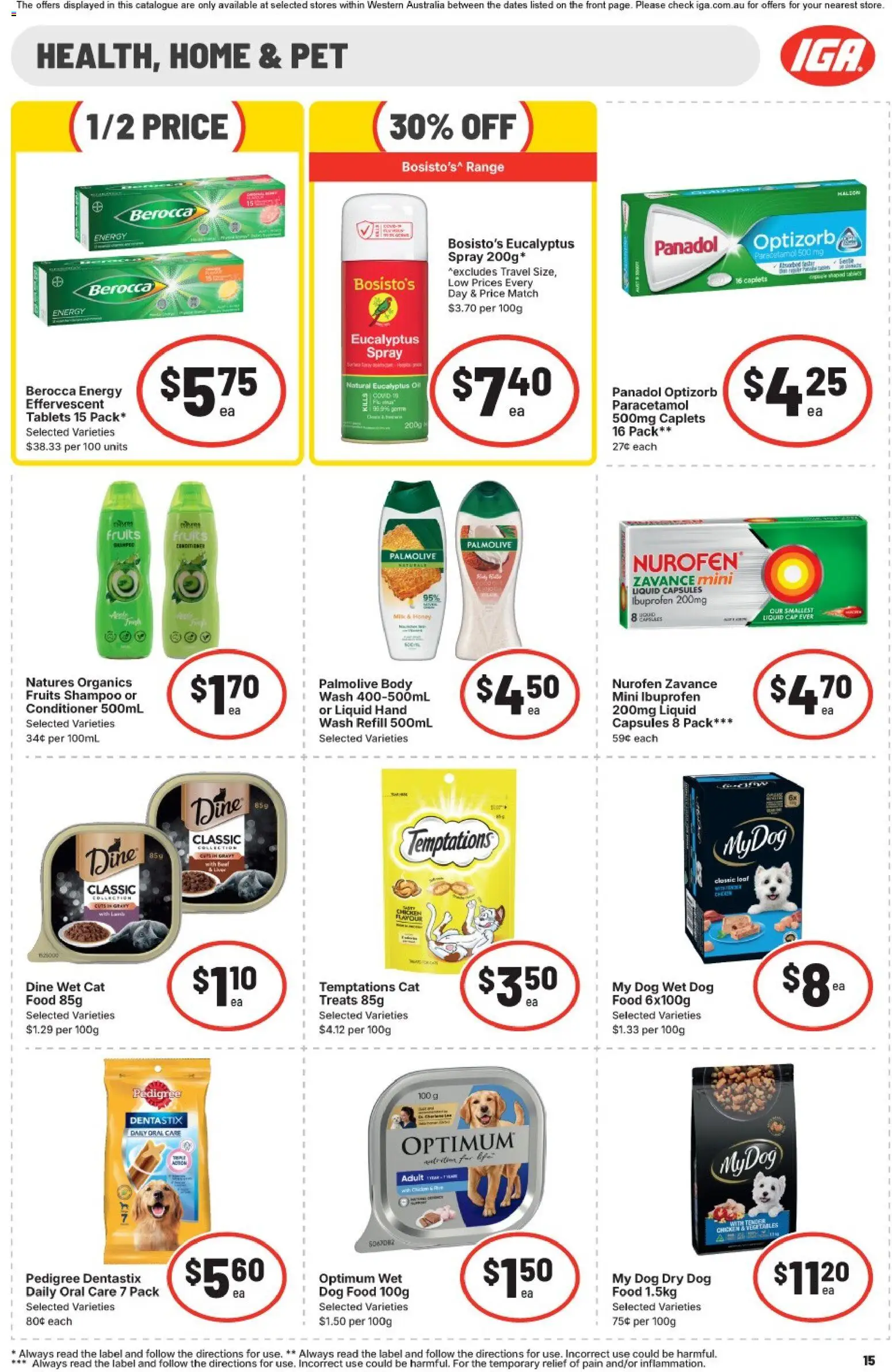 IGA catalogue - valid from 22/07/2026 | Page: 15 | Products: Shampoo, Oil, Dog food, Vegetables