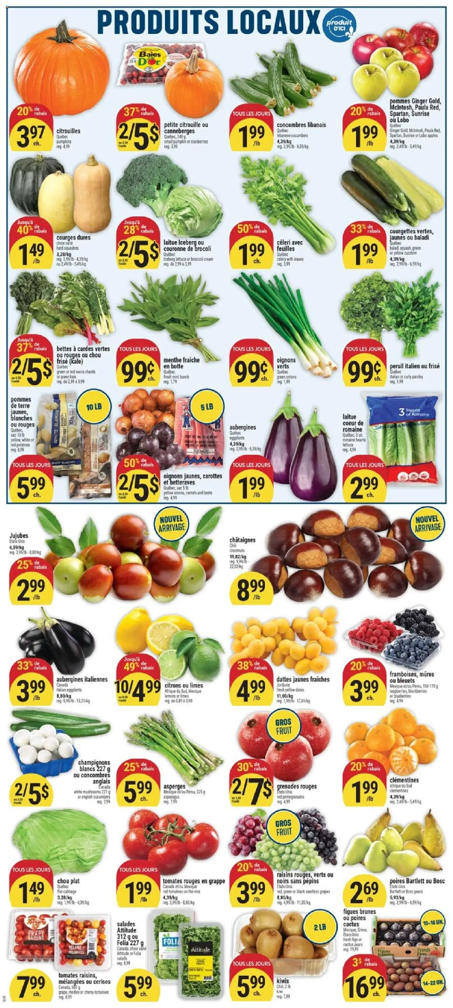 Adonis flyer valid from Sep 24, 2026 | Page: 3 | Products: Cucumbers, Kale, Mushrooms, Apples