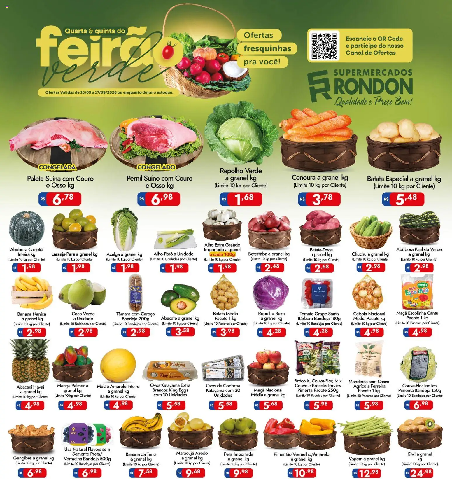 Supermercados Rondon Folheto - válido de 16/09/2026 | Página: 1 | Produtos: Maracujá, Pimentão, Vagem, Kiwi