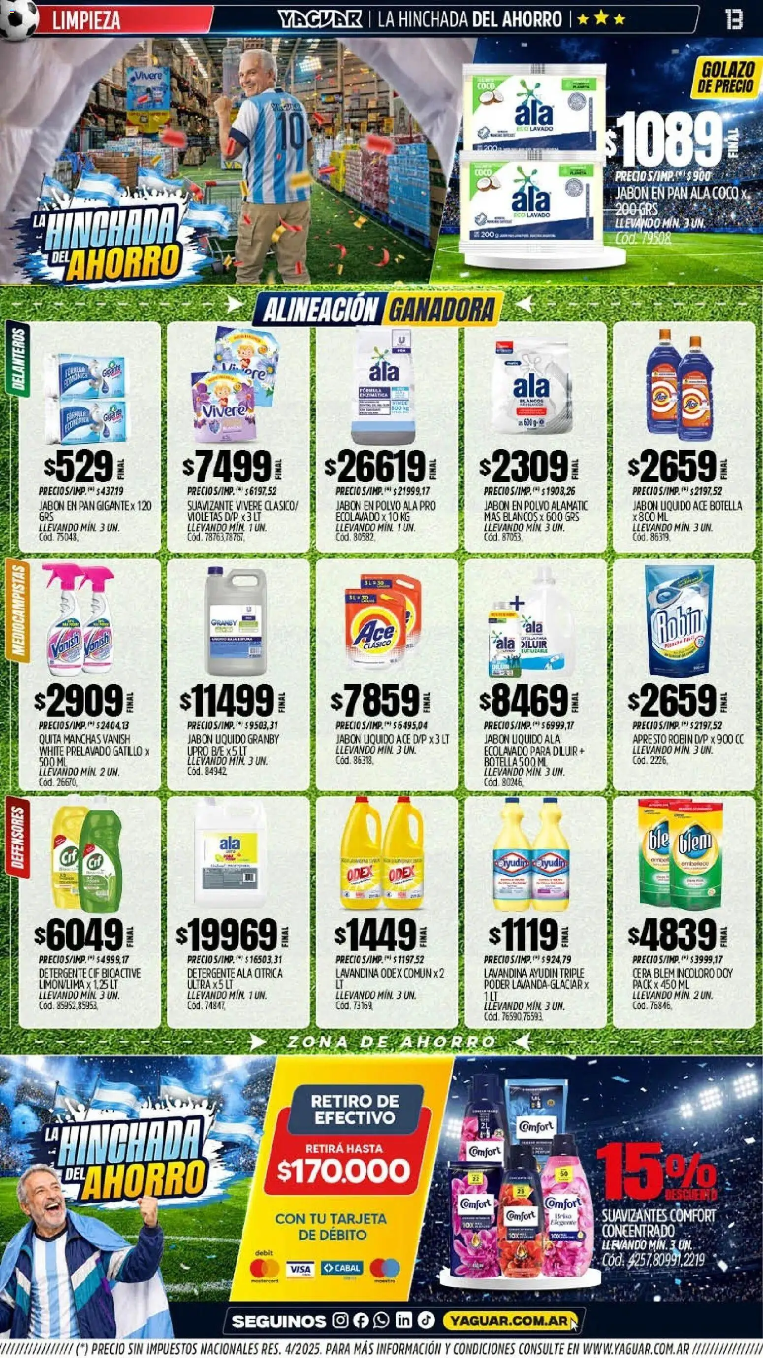 Yaguar - Oferta Semanal San Juan │ válido desde el 15.06.2026 | Página: 13 | Productos: Lavandina, Cera, Pan, Suavizante