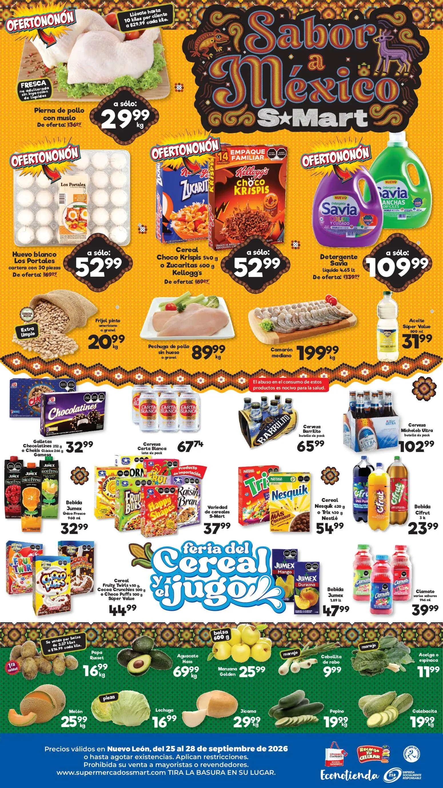Nuevas ofertas de S-Mart válidas en toda la República Mexicana desde el 25/09/2026. ¡Encuentra las mejores ofertas en S-Mart folleto Monterrey! | Página: 2 | Productos: Acelga, Papa, Huevo, Cerveza