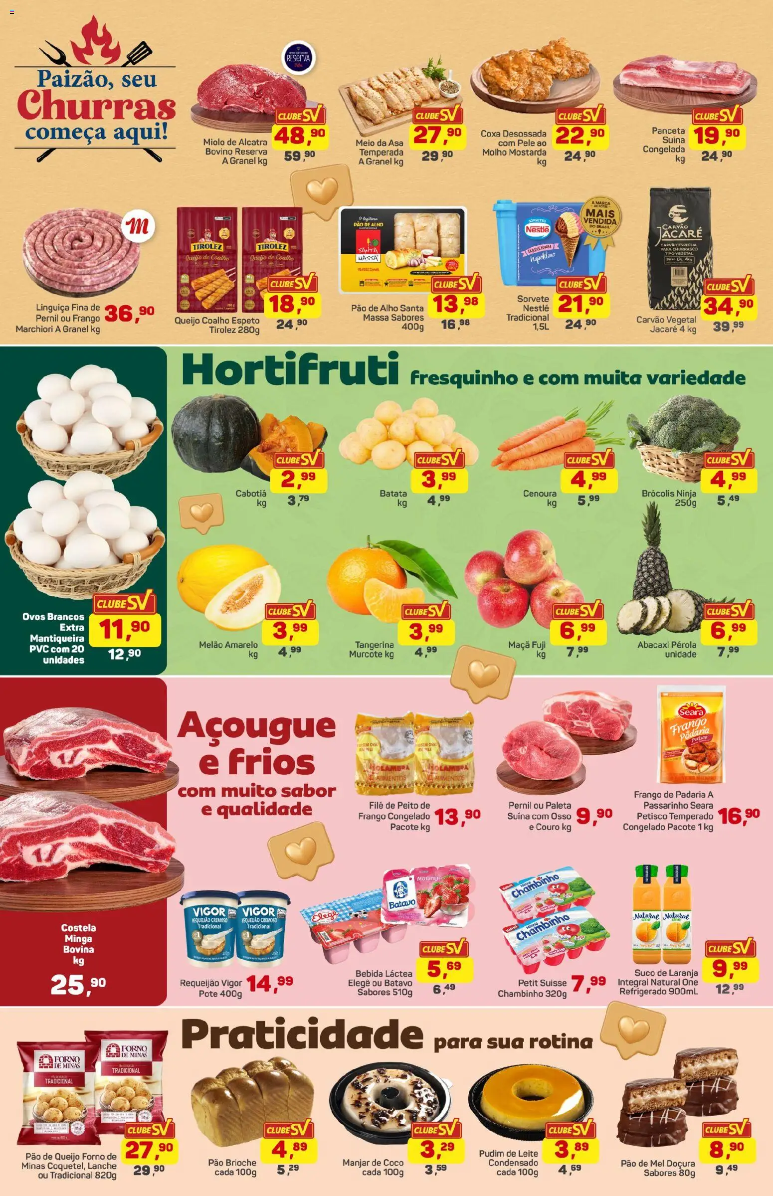 Supermercados São Vicente Folheto - válido de 06/08/2026 | Página: 2 | Produtos: Pão de mel, Pão, Suco de laranja, Brócolis