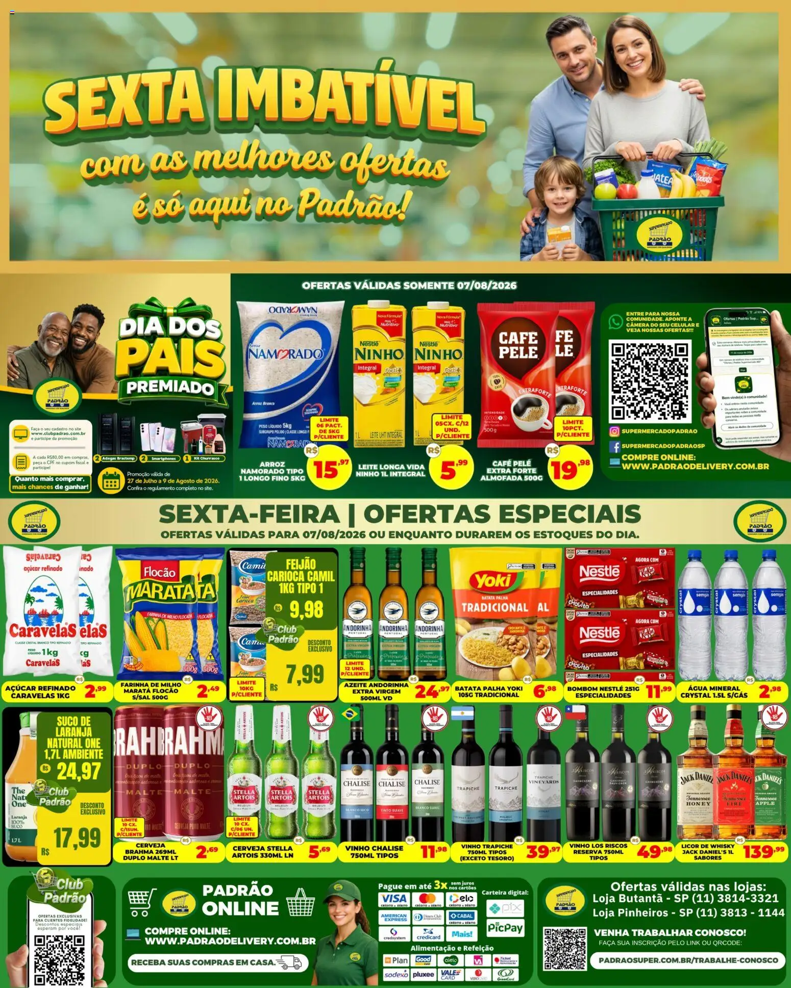 Supermercado Padrão Folheto - válido de 07/08/2026 | Página: 1 | Produtos: Celular, Licor, Almofada, Faca