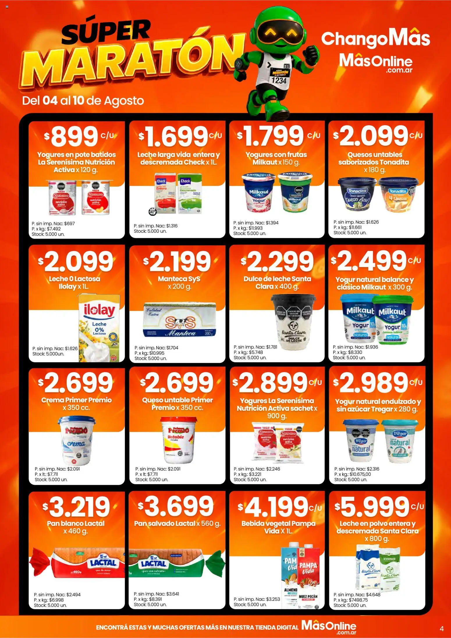 Changomas ofertas │ válido desde el 04/08/2026 | Página: 4 | Productos: Azucar, Leche en polvo, Leche, Nuez