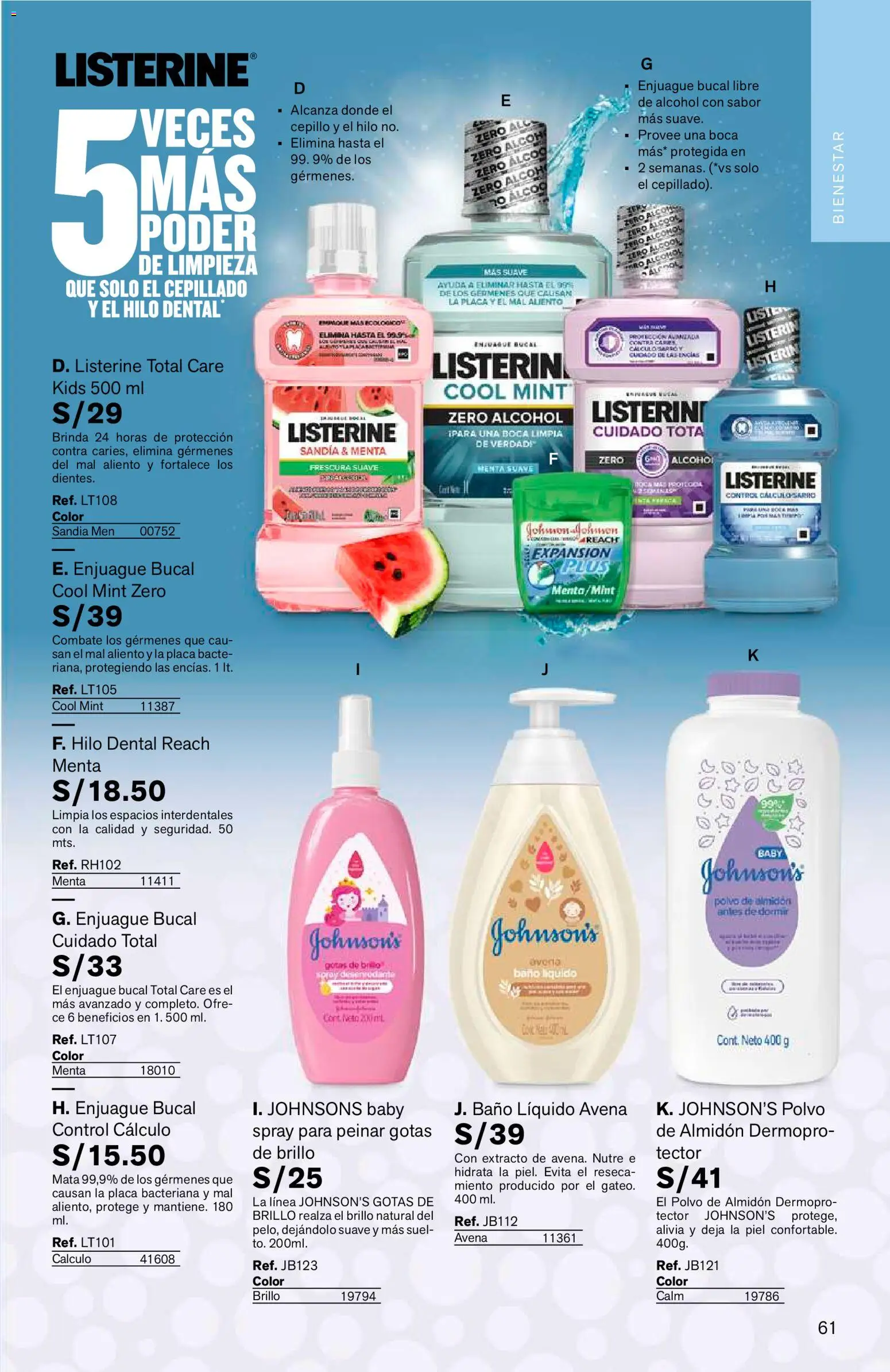 Catálogo Leonisa válido desde 24/08/2026 | Página: 61 | Productos: Enjuague bucal, Baño, Sandía, Listerine