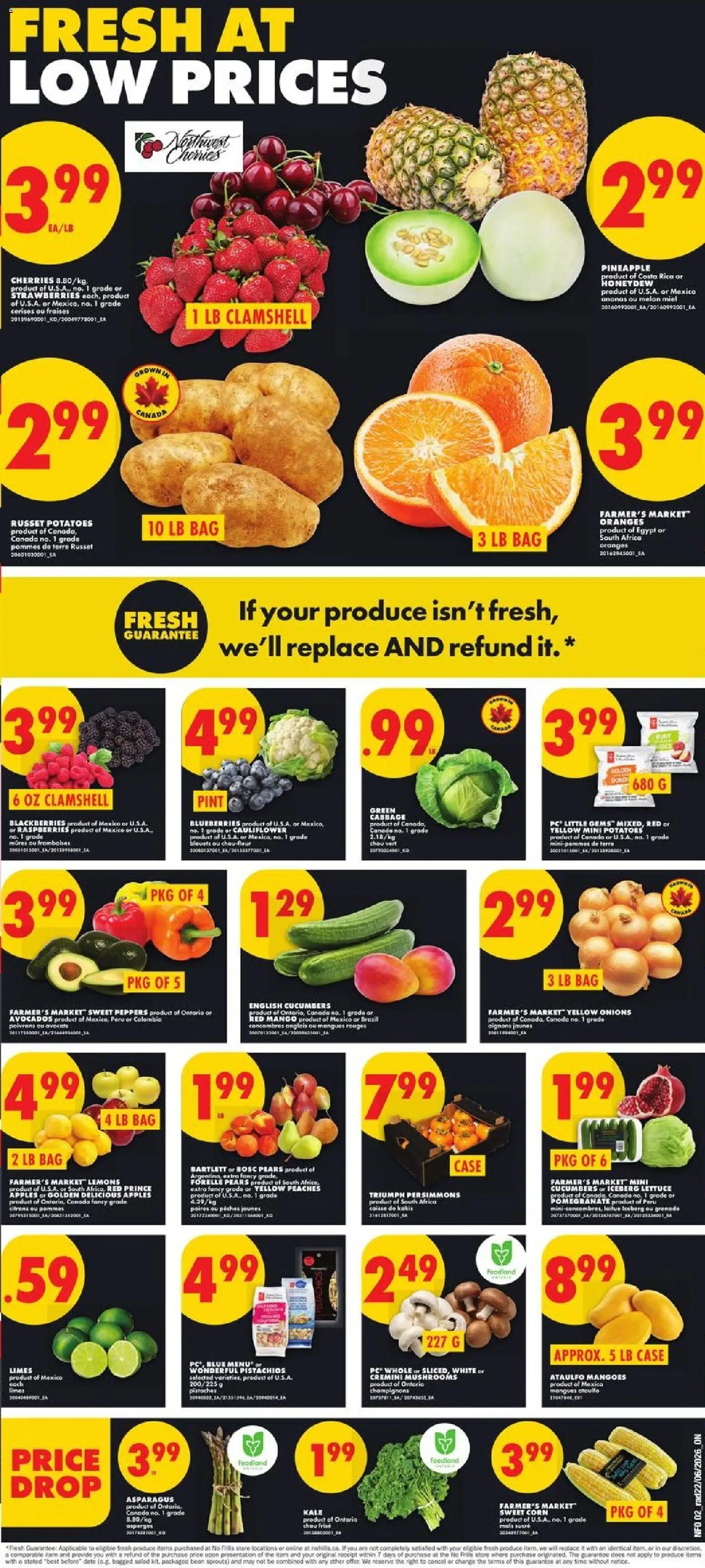 No Frills flyer valid from Jun 25, 2026 | Page: 2 | Products: Pineapple, PC, Potatoes, Oranges